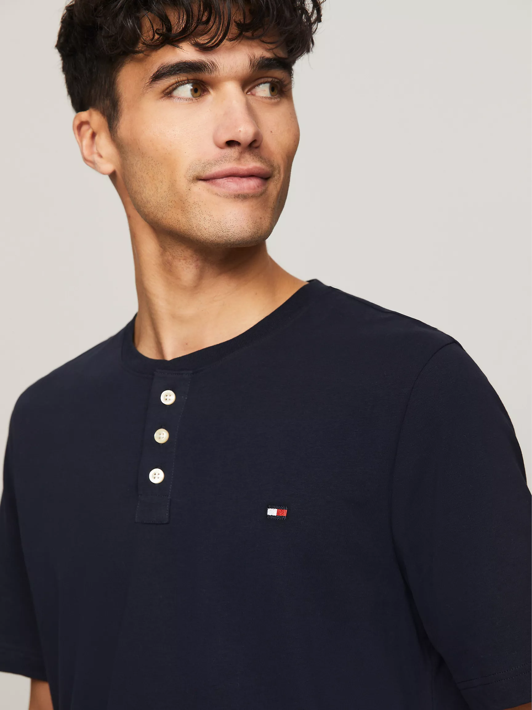 Мужская одежда для сна Tommy Hilfiger, Замшевая пижамная рубашка Henley из джерси