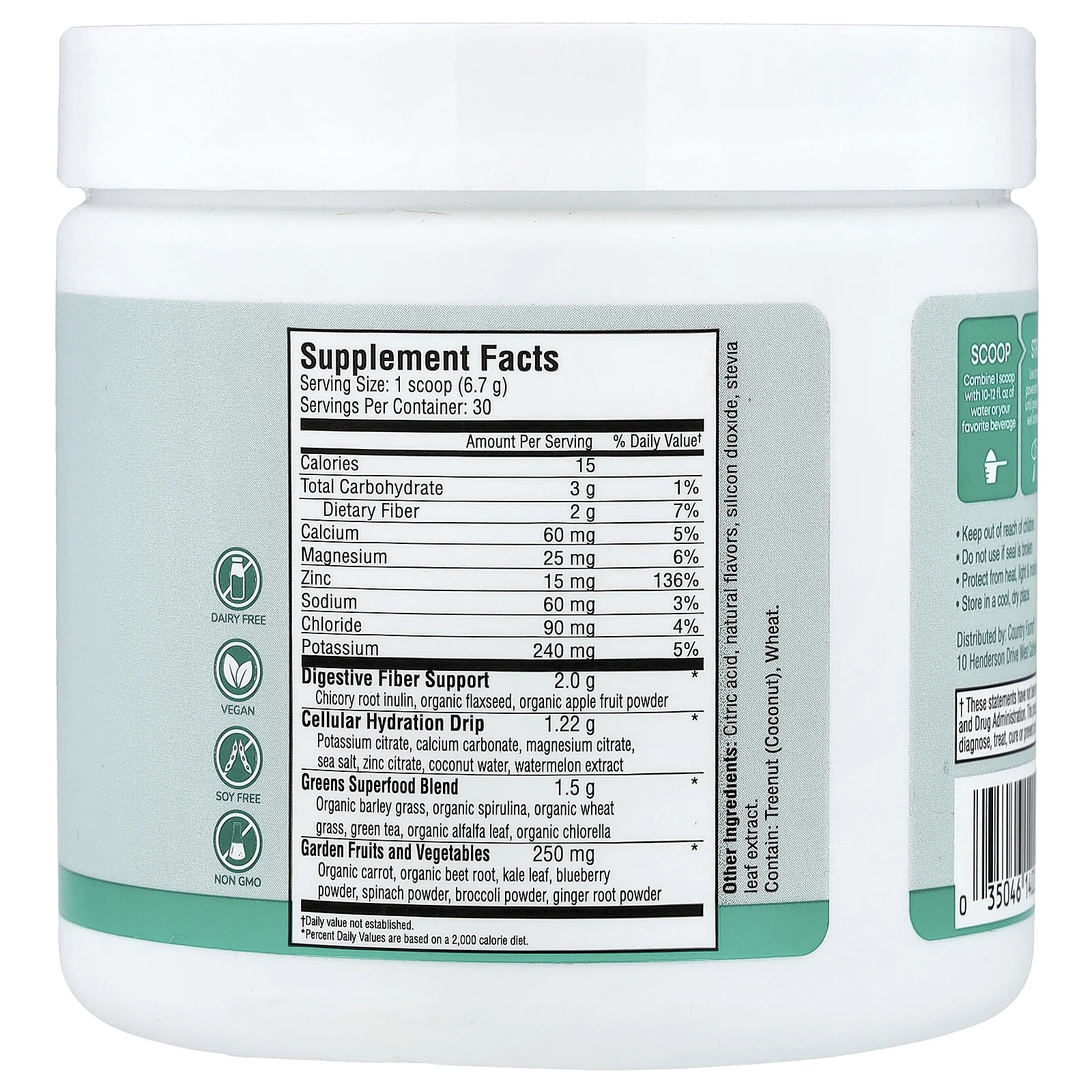 Country Farms, Refreshers, суперзелень и электролиты, со вкусом мятного и мохито, 198 г (6,98 унции)