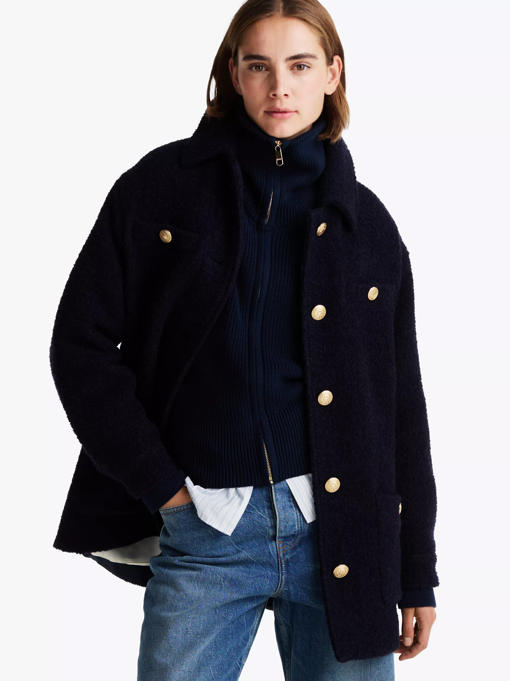 Женская куртка Tommy Hilfiger, Рубашка-жакет из шерстяной смеси и ткани букле