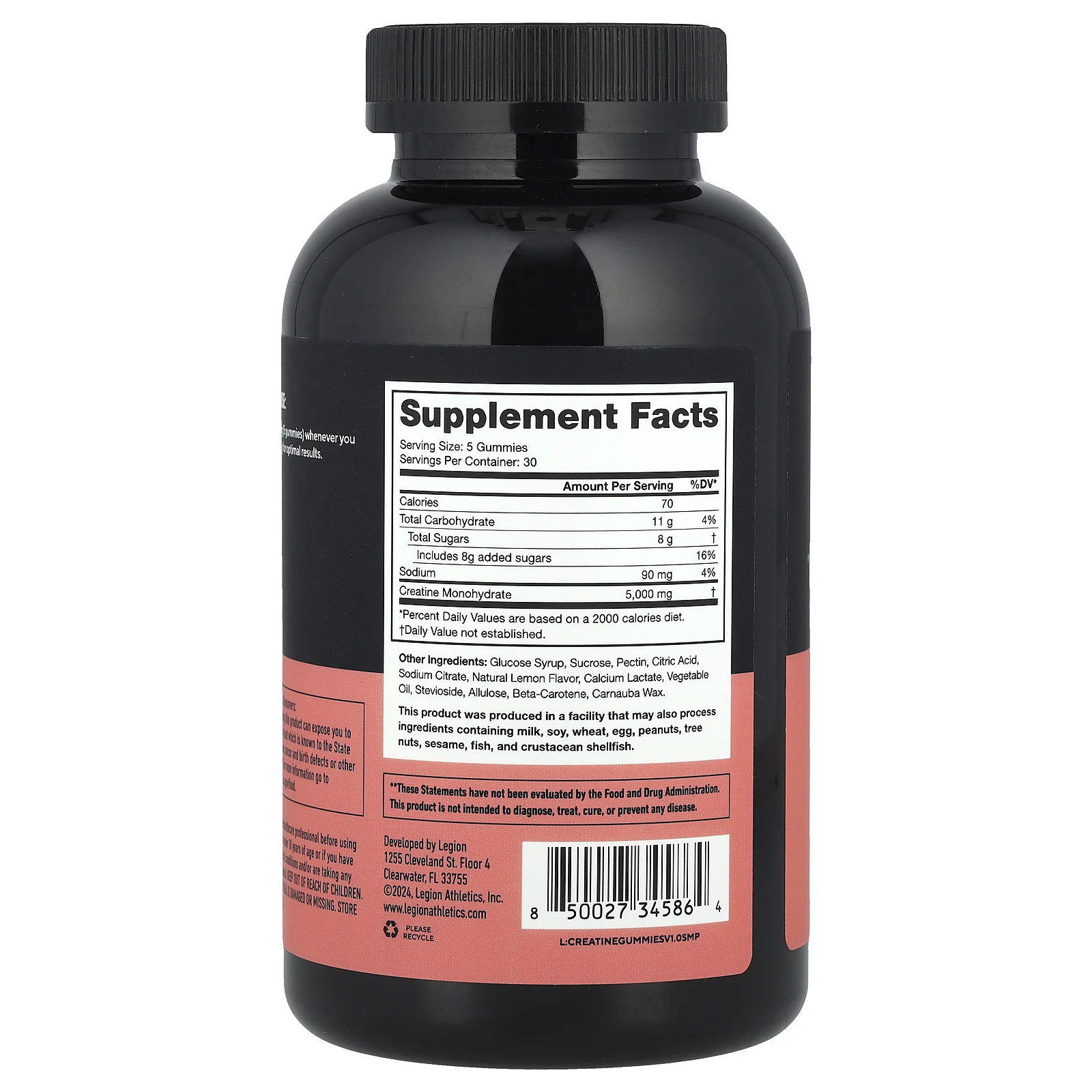 Legion Athletics, Жевательные мармеладки с креатином, лимонная капля, 150 жевательных таблеток