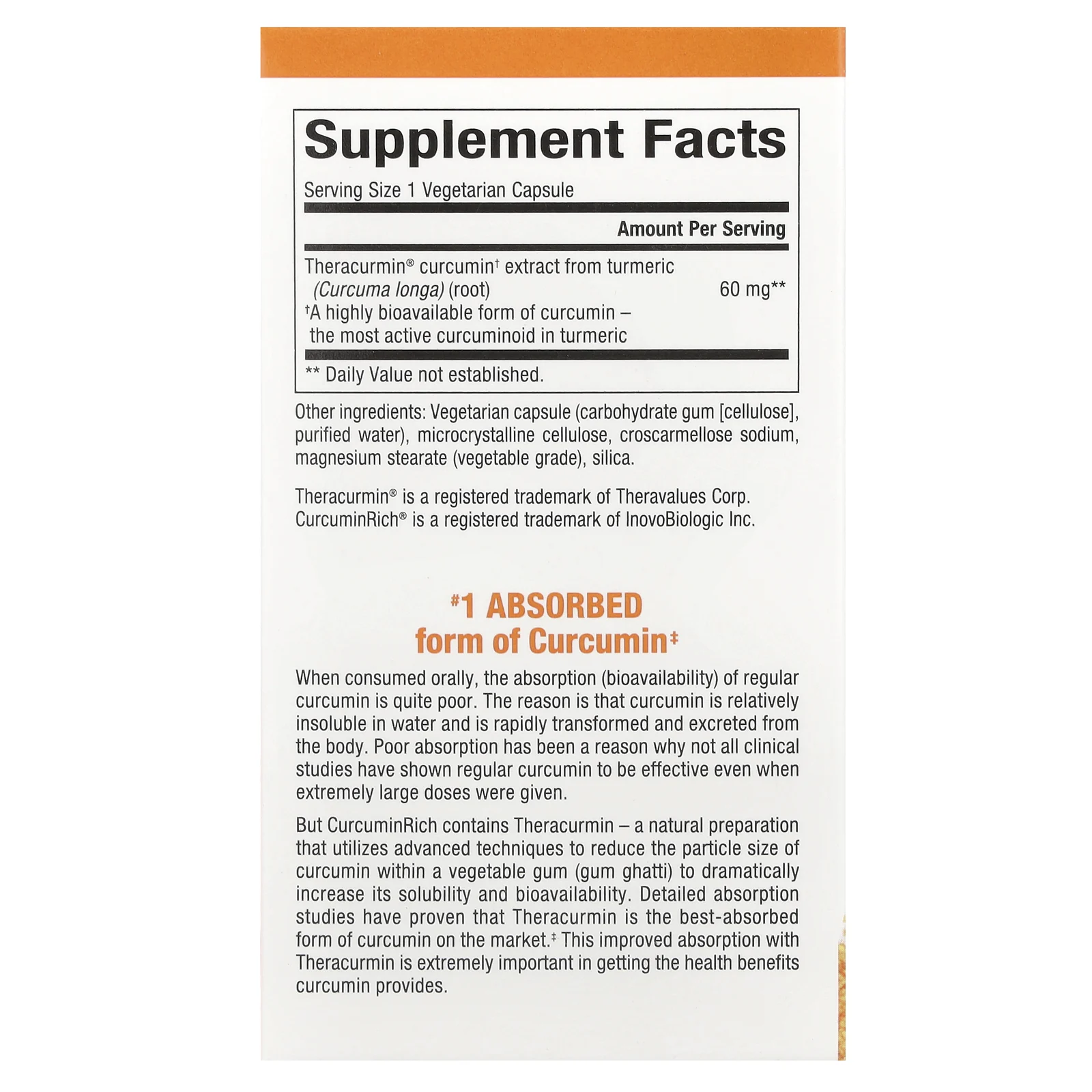 Natural Factors, CurcuminRich, Theracurmin двойной силы, 60 растительных капсул