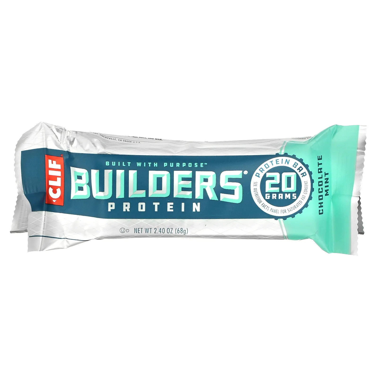 Clif Bar, Протеиновый батончик Builder's с шоколадом и мятой, 12 батончиков, весом 68 г (2,40 унции) каждый