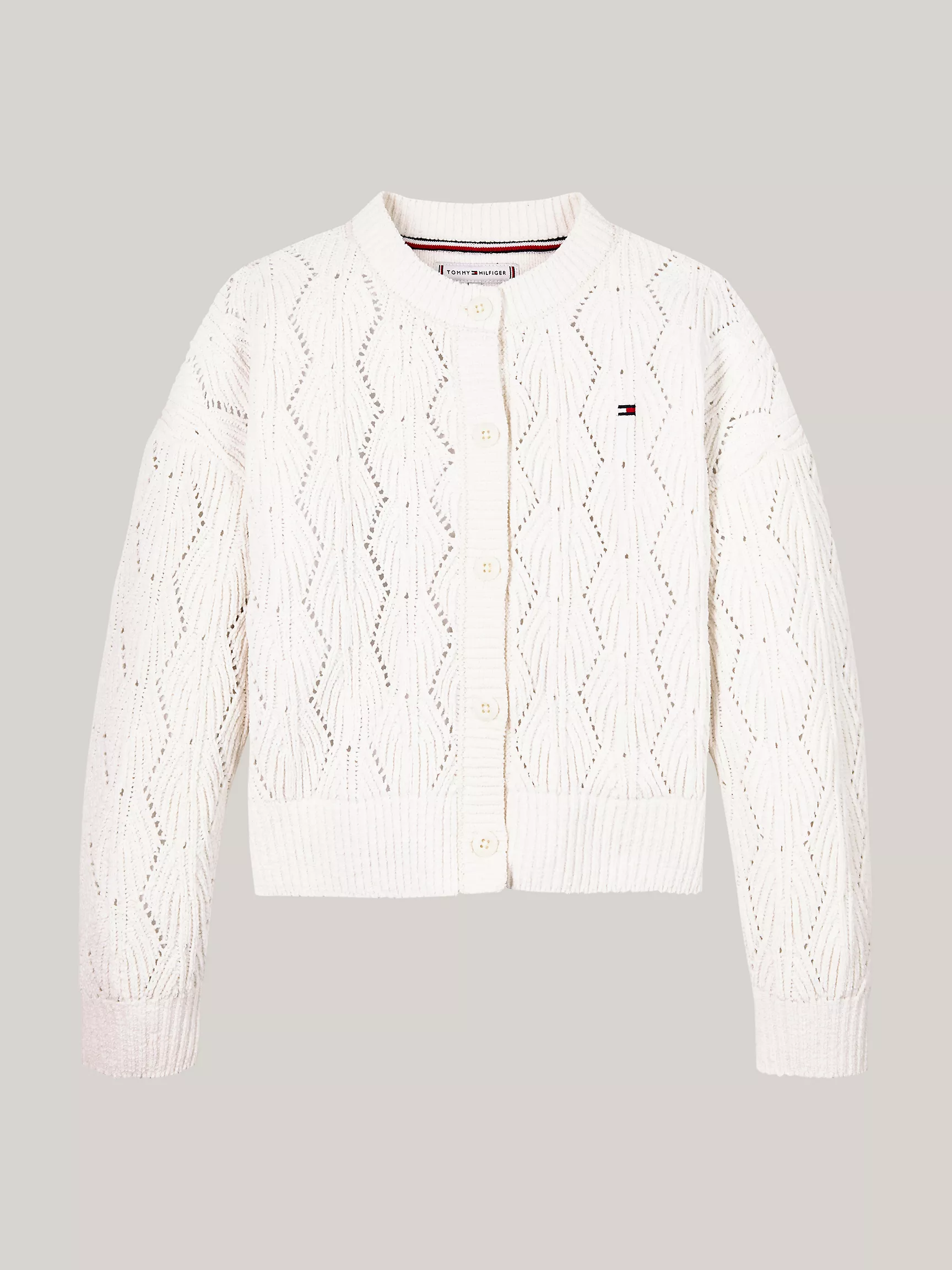 Свитер для девочки Tommy Hilfiger, Детский однотонный кардиган из шенилла