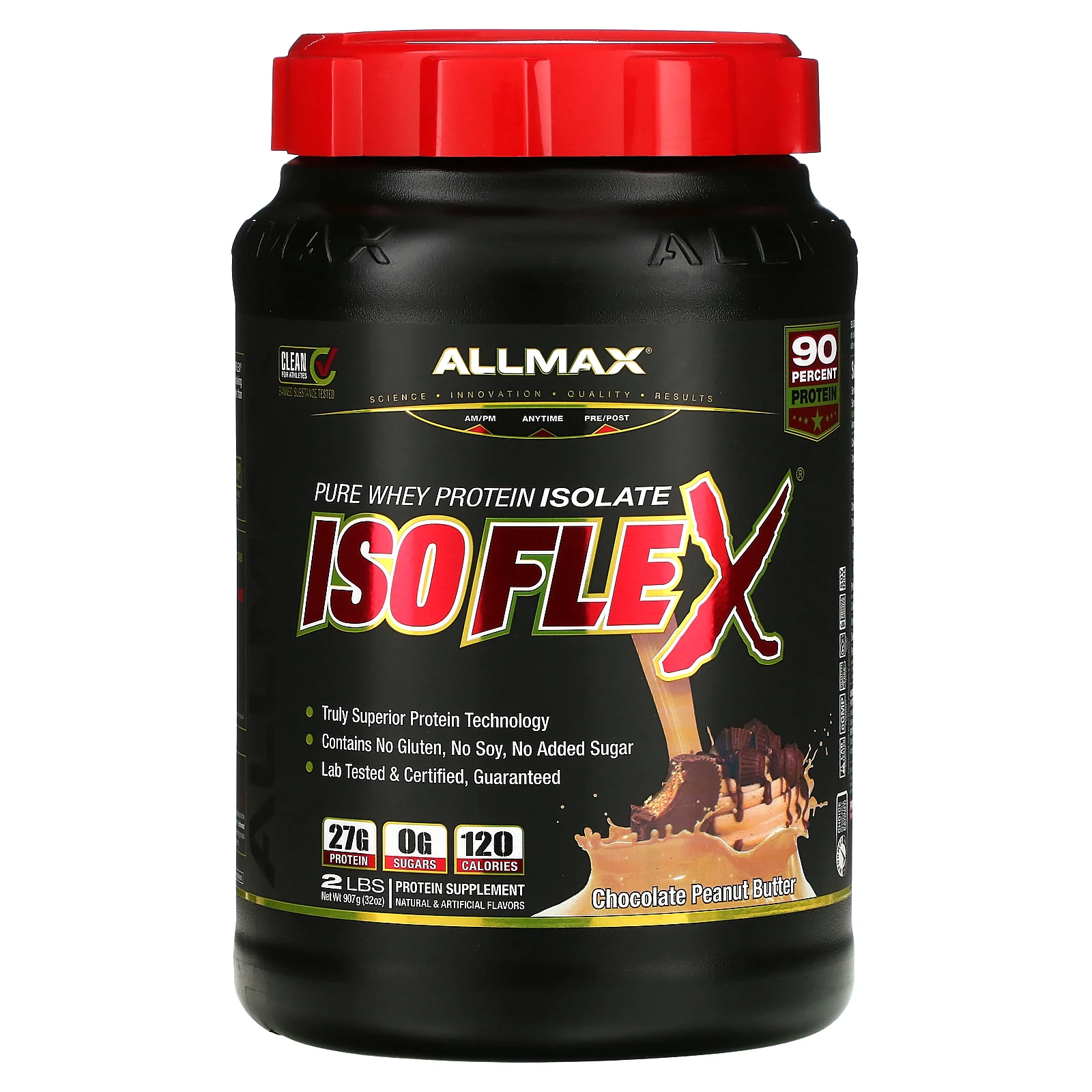 ALLMAX, Isoflex, чистый изолят сывороточного протеина, шоколад и арахисовая паста, 907 г (2 фунта)