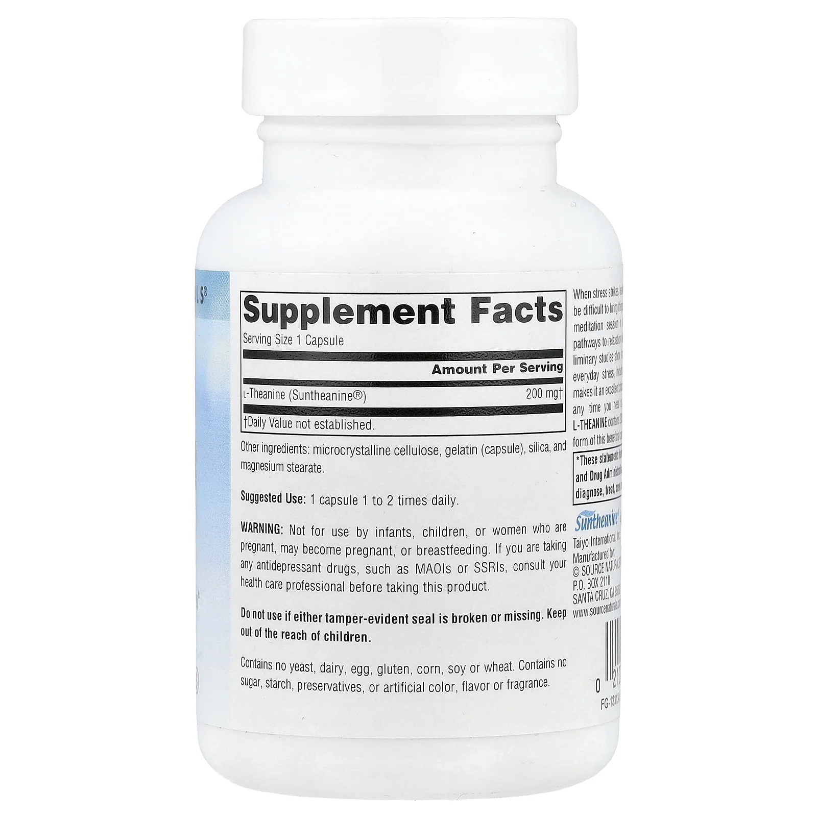 Source Naturals, Serene Science®, L-теанин, 200 мг, 60 капсул