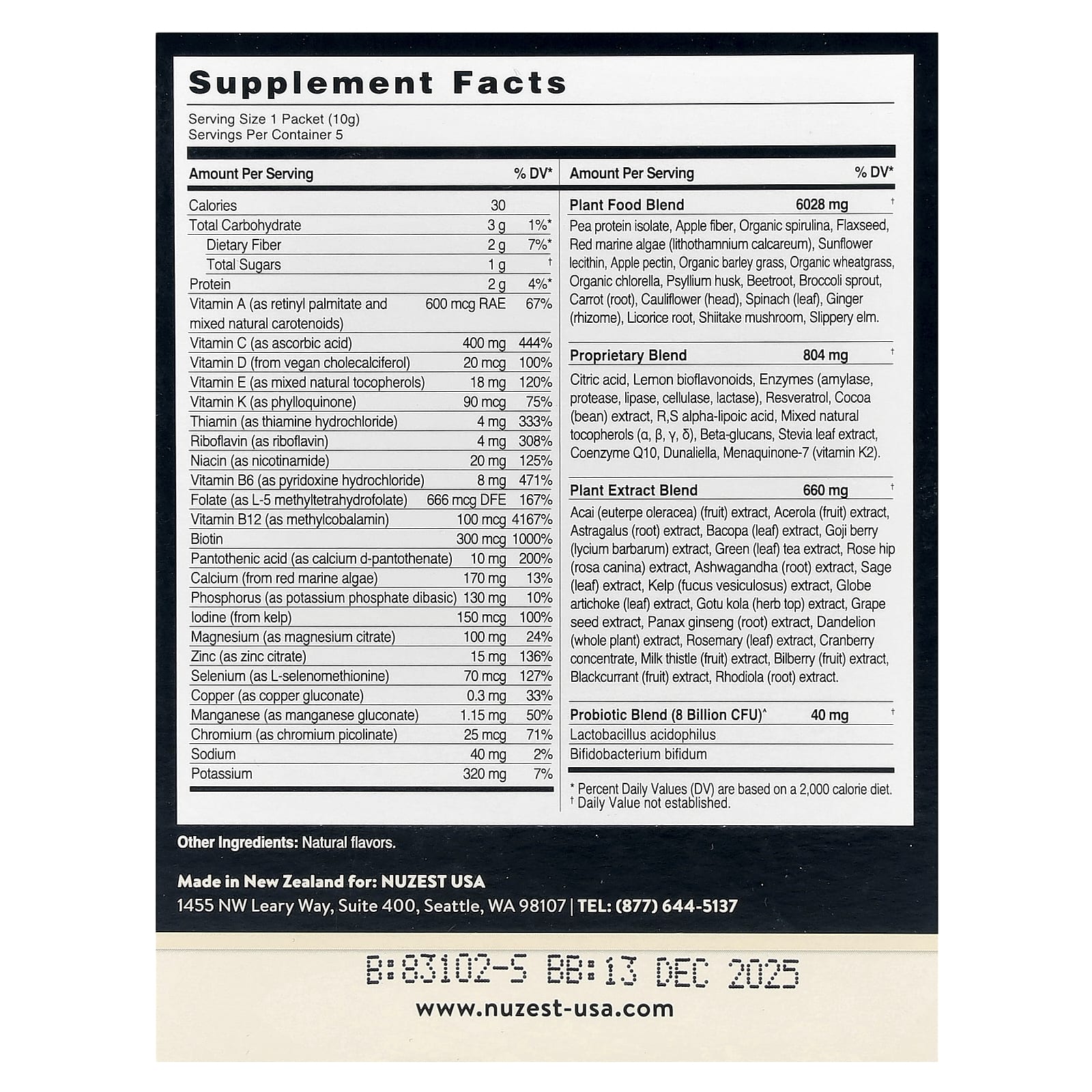 Nuzest, Good Green Vitality ™, 5 пакетиков по 10 г (0,35 унции)