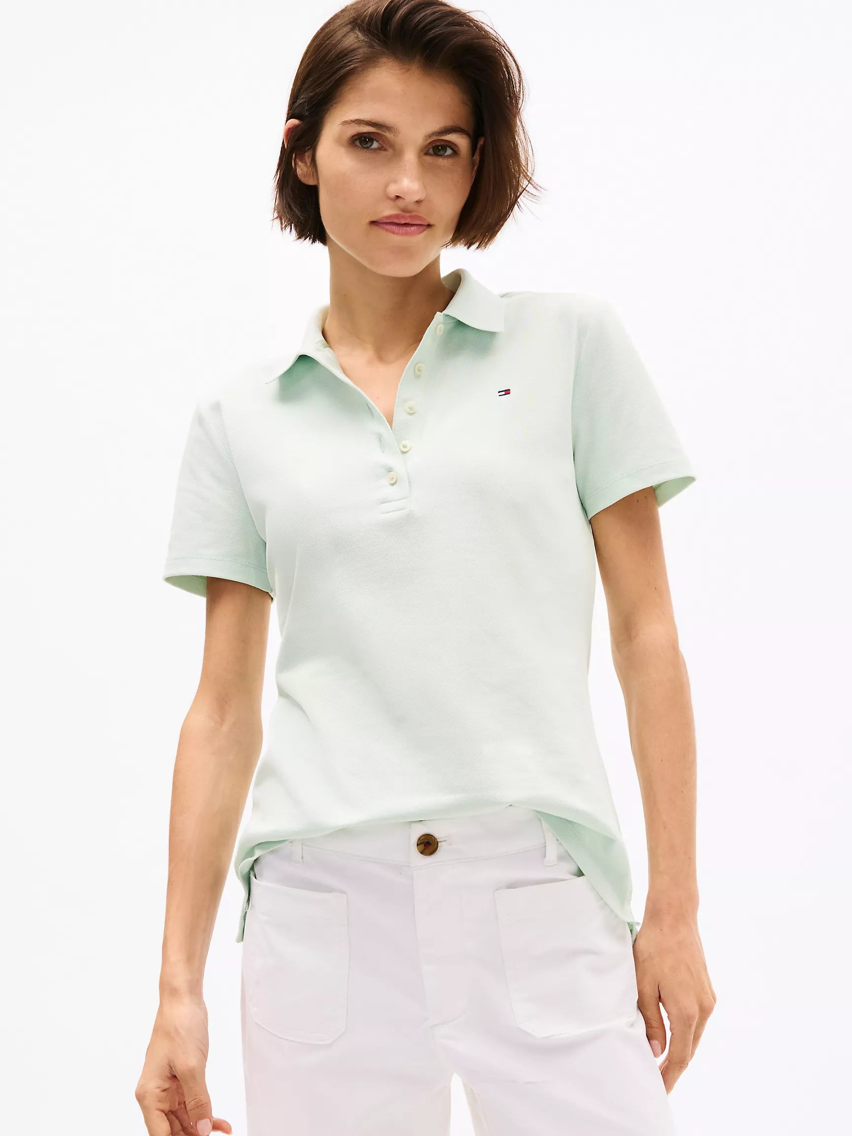 Женское поло Tommy Hilfiger, Эластичное хлопковое поло