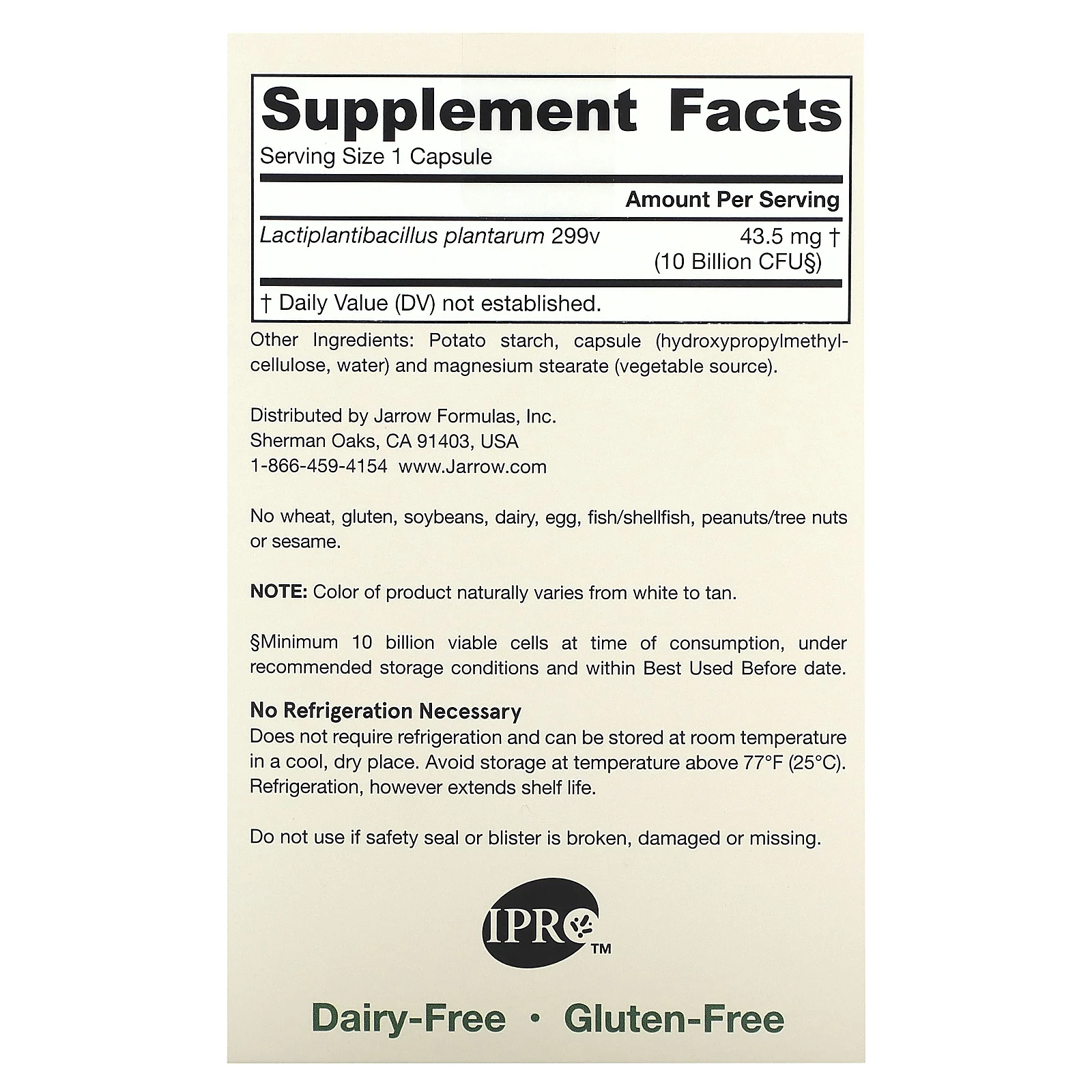 Jarrow Formulas, Vegan Ideal Bowel Support, веганская добавка для поддержки здоровья кишечника, 10 млрд КОЕ, 30 растительных капсул