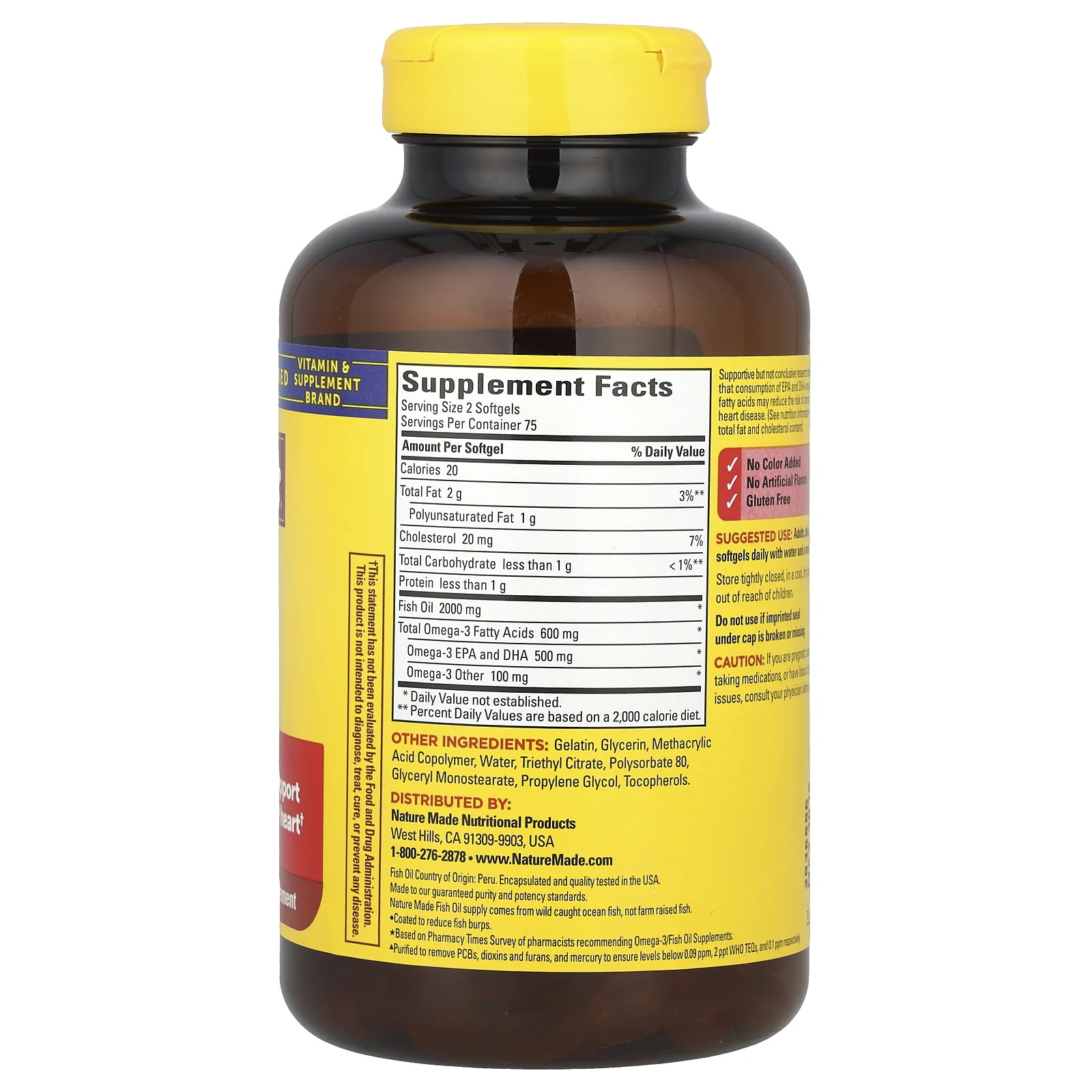 Nature Made, Рыбий жир, без отрыжки, 1000 мг, 150 капсул (500 мг в каждой капсуле)