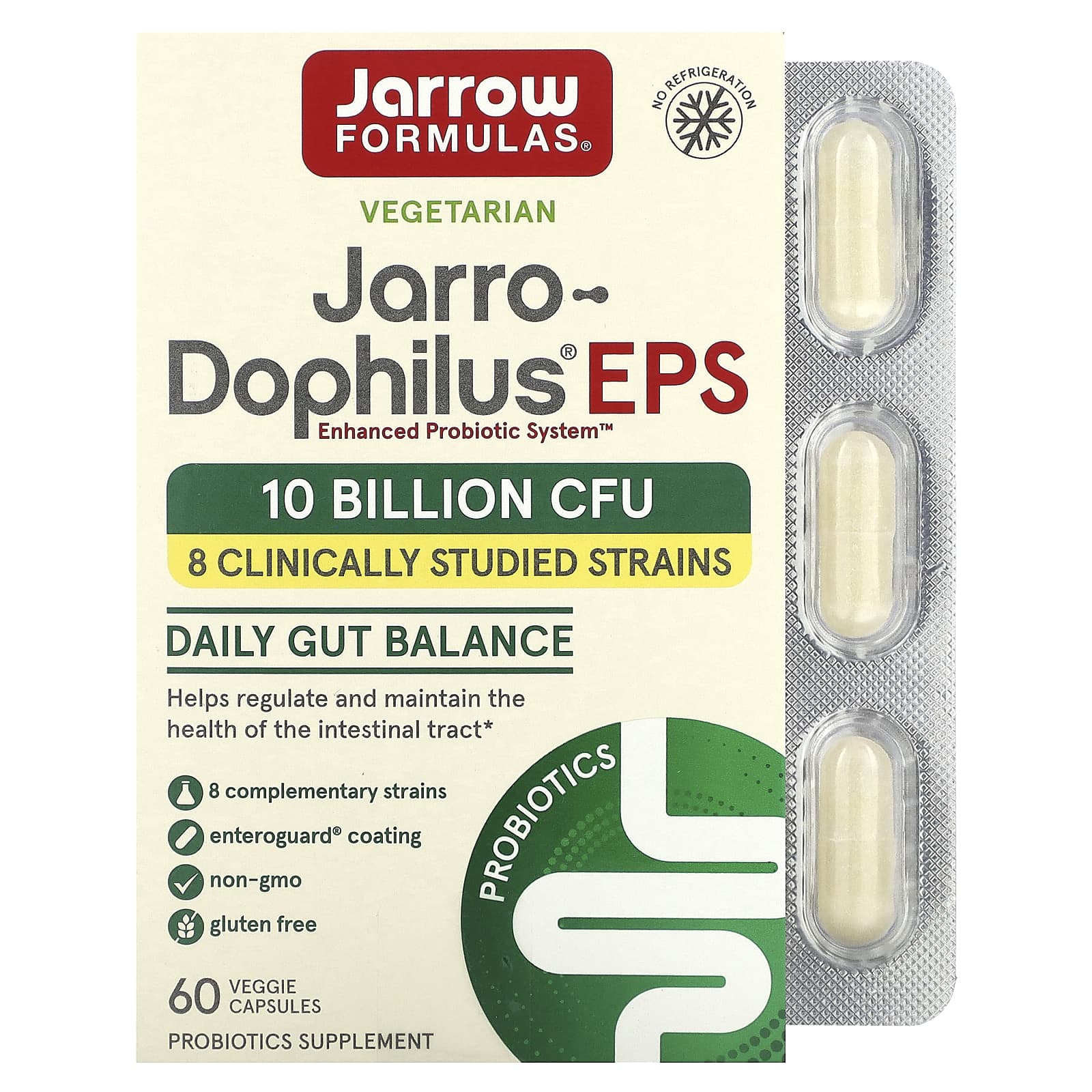 Jarrow Formulas, Jarro-Dophilus EPS, вегетарианский пробиотик, 5 млрд КОЕ, 60 растительных капсул