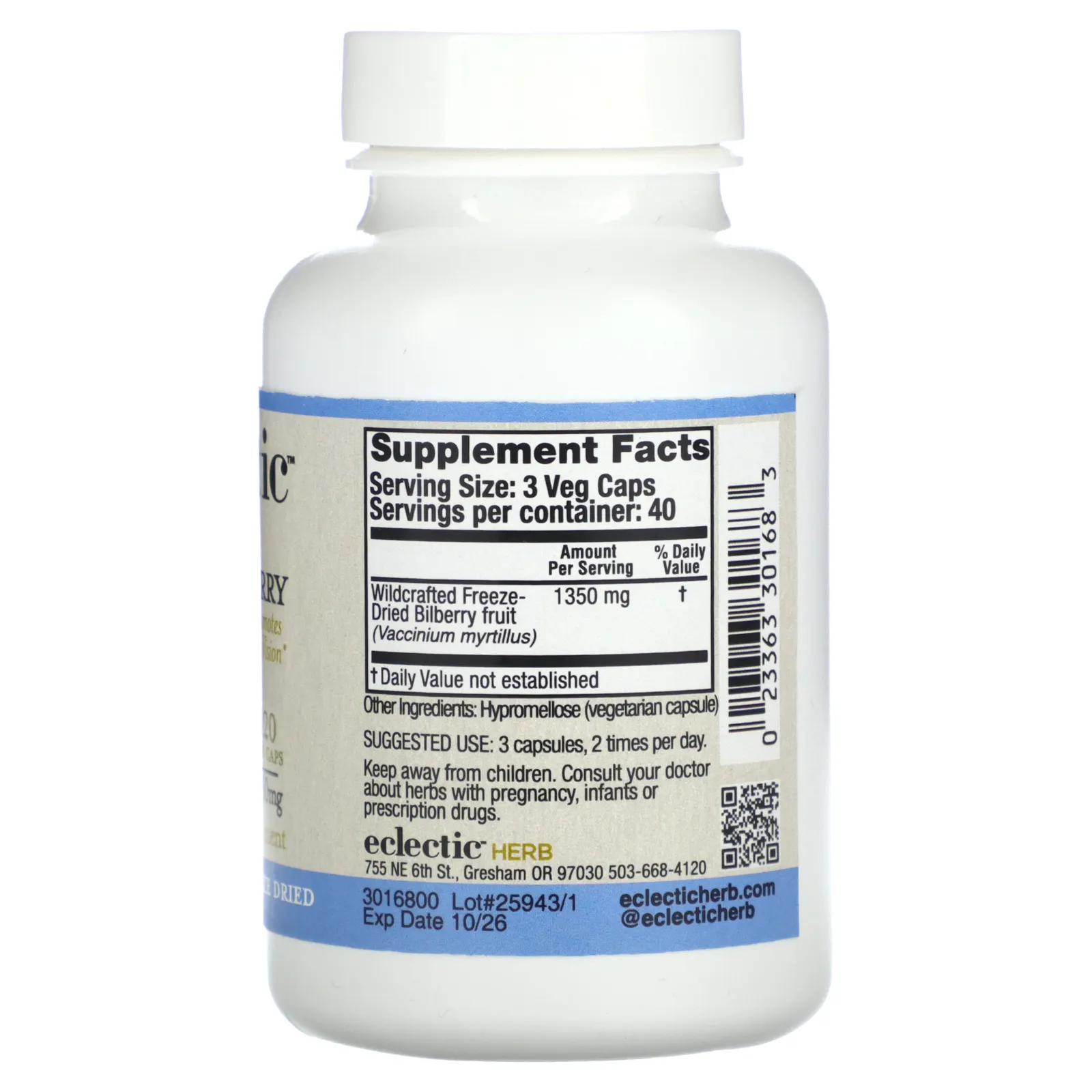 Eclectic Herb, Herb, черника, 450 мг, 120 растительных капсул