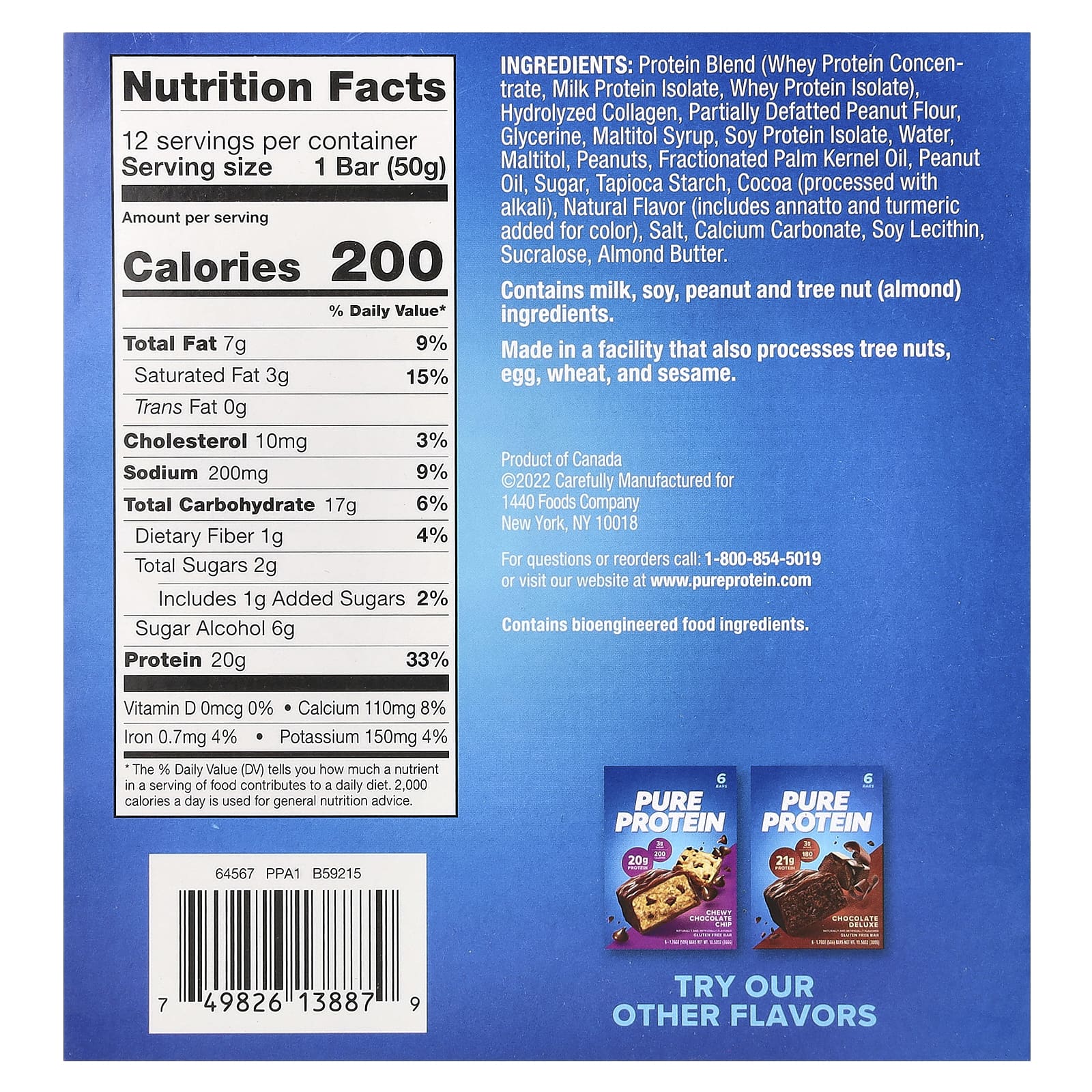 Pure Protein, Шоколадный батончик с арахисовой пастой, 12 батончиков, 50 г (1,76 унции)