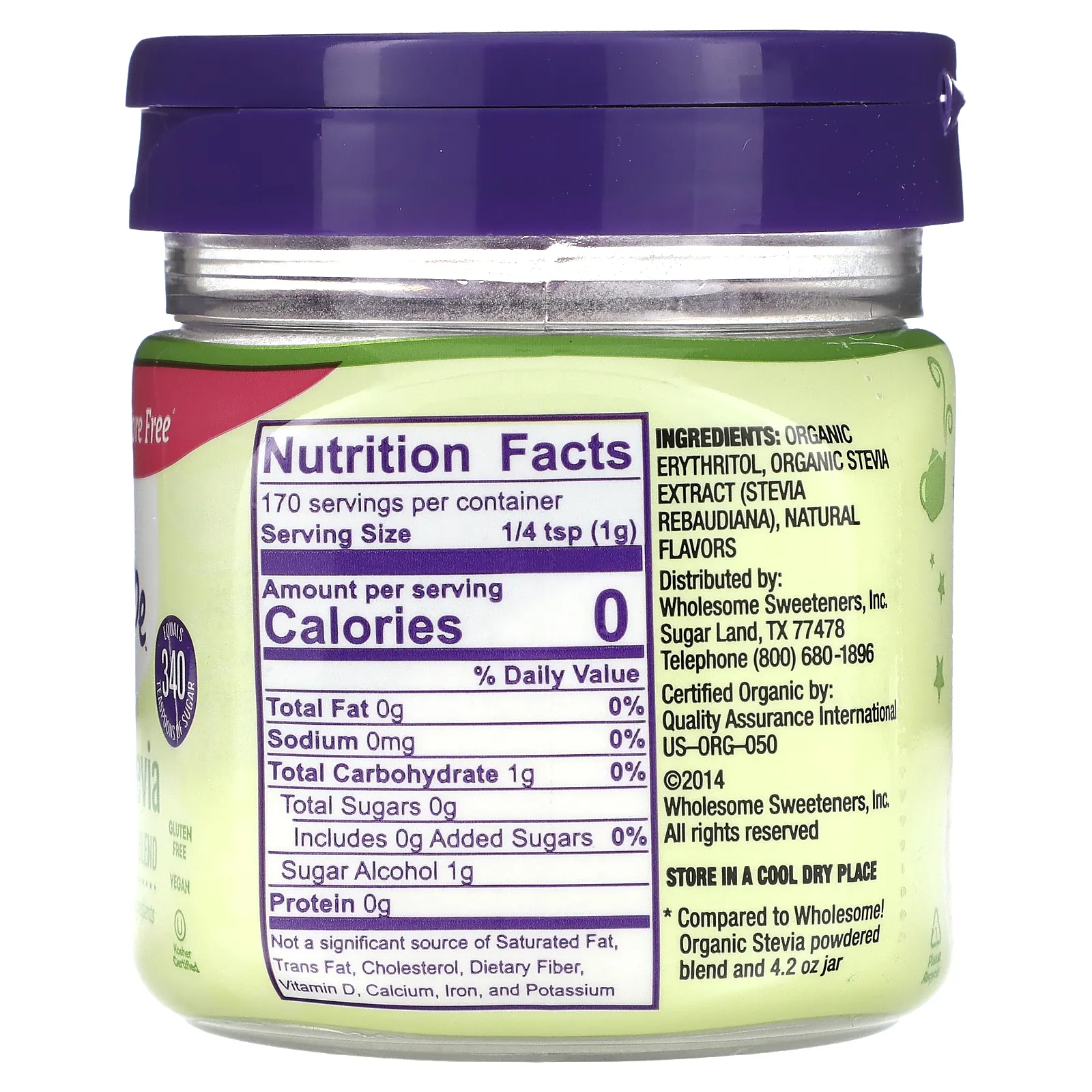 Wholesome Sweeteners, органическая стевия, 170 г (6 унций)