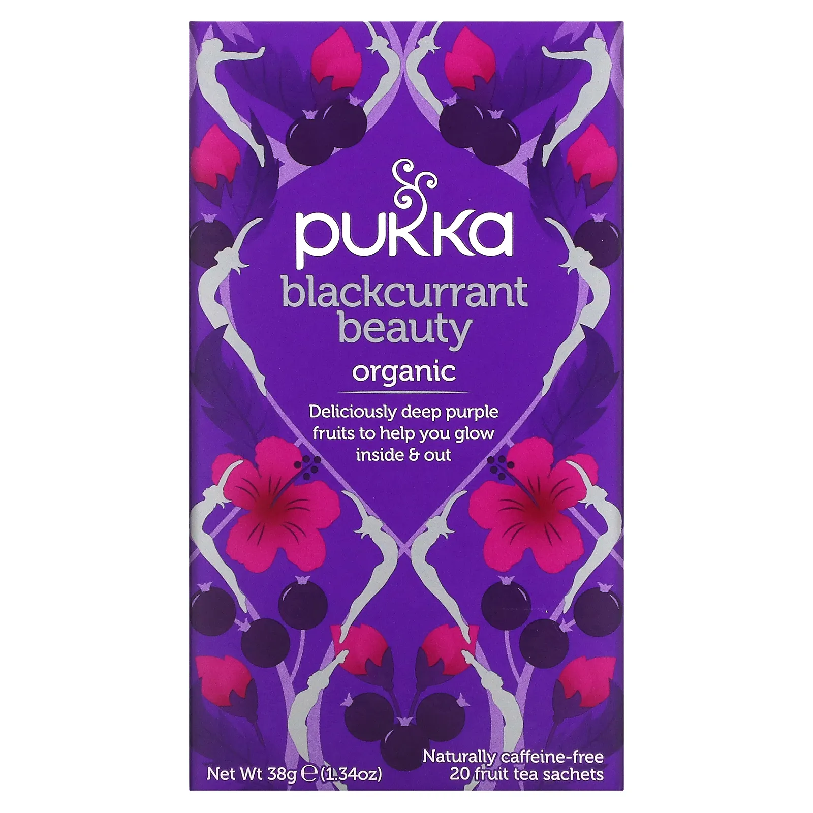 Pukka Herbs, Organic Fruit Tea, черная смородина, без кофеина, 20 пакетиков, 38 г (1,34 унции)