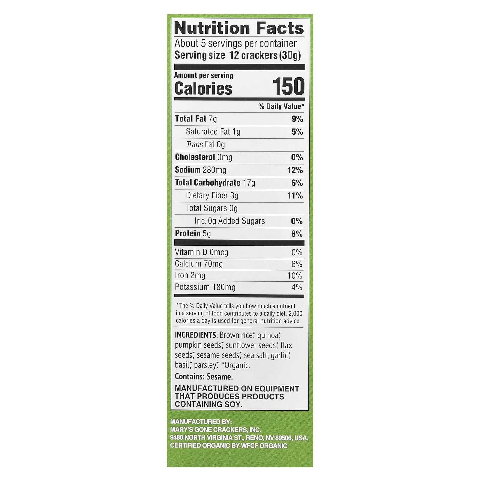 Mary's Gone Crackers, Super Seed, зерновые крекеры, базилик и чеснок, 156 г (5,5 унции)