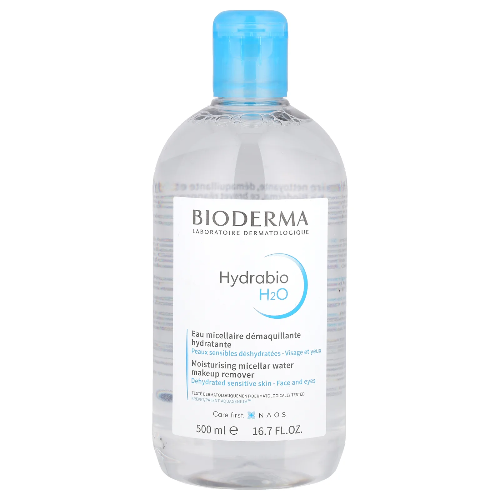 Bioderma, Hydrabio H2O, увлажняющий раствор мицелл для снятия макияжа, 500 мл (16,7 жидк. Унции)