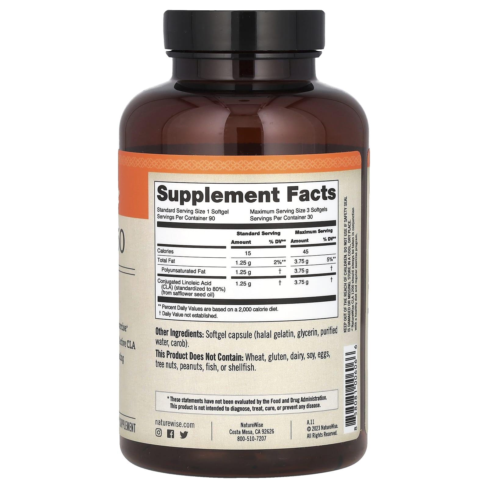 NatureWise, CLA 1250, 1000 мг, 90 мягких таблеток