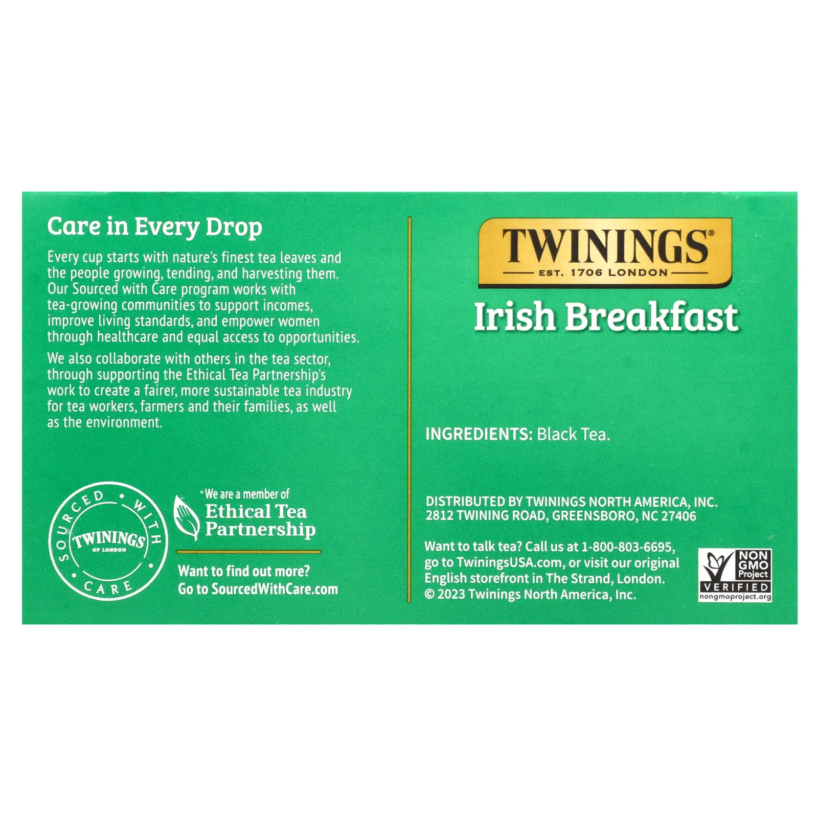 Twinings, Чистый черный чай, ирландский завтрак, 50 чайных пакетиков, 100 г (3,53 унции)