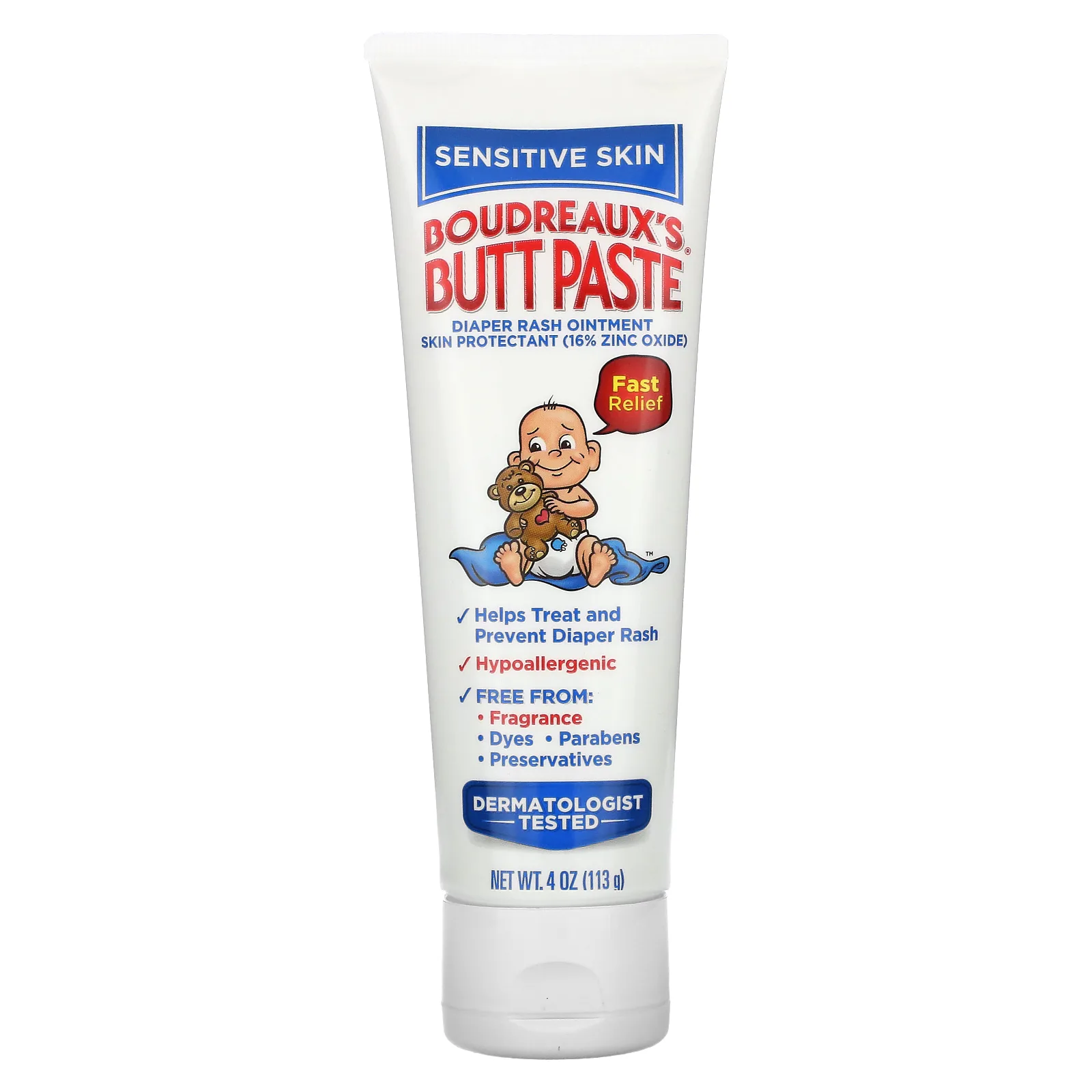 Boudreaux's Butt Paste, Butt Paste, мазь от подгузников, для чувствительной кожи, 113 г (4 унции)