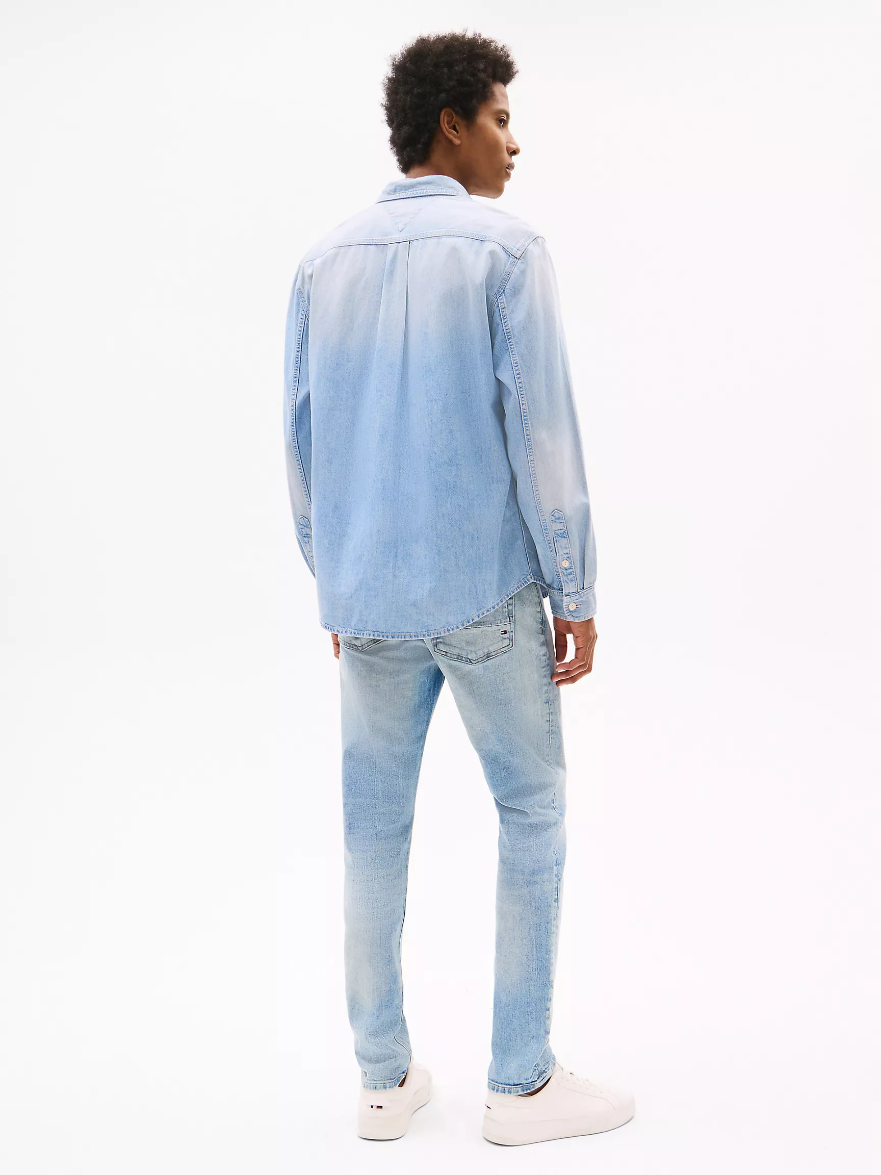 Мужская рубашка Tommy Hilfiger, Джинсовая рабочая рубашка светлого оттенка