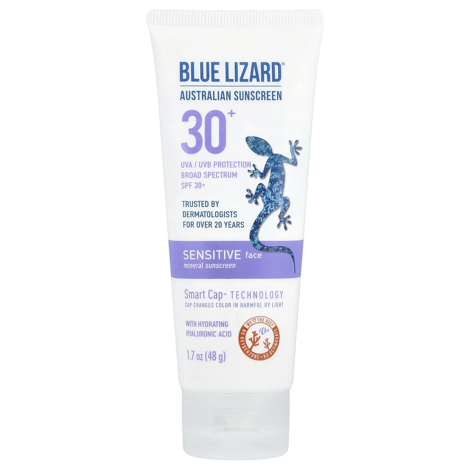 Blue Lizard Australian Sunscreen, Минеральное солнцезащитное средство для чувствительной кожи, SPF 30+, 48 г (1,7 унции)
