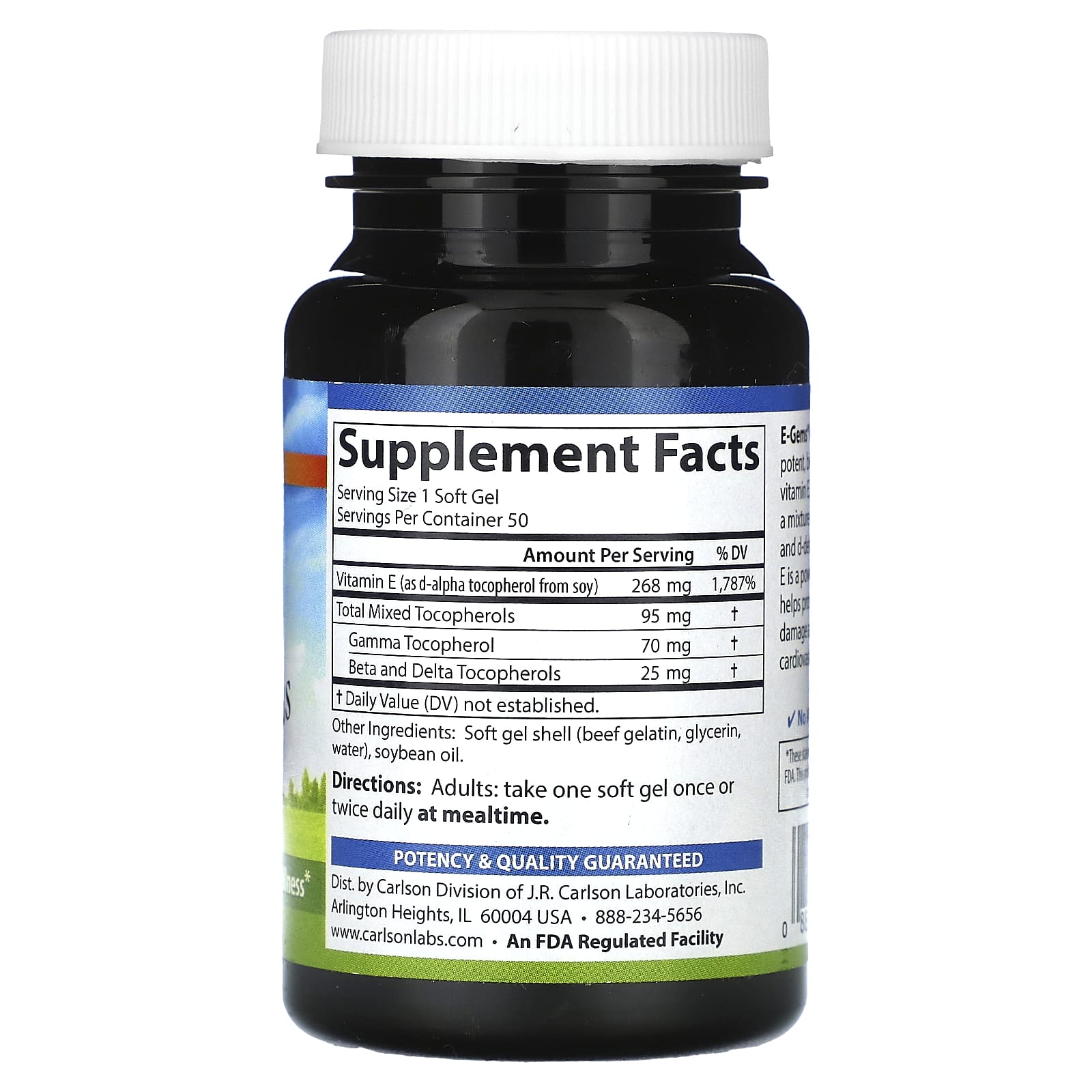 Carlson, E-Gems Plus, 400 МЕ (268 мг), 50 мягких таблеток