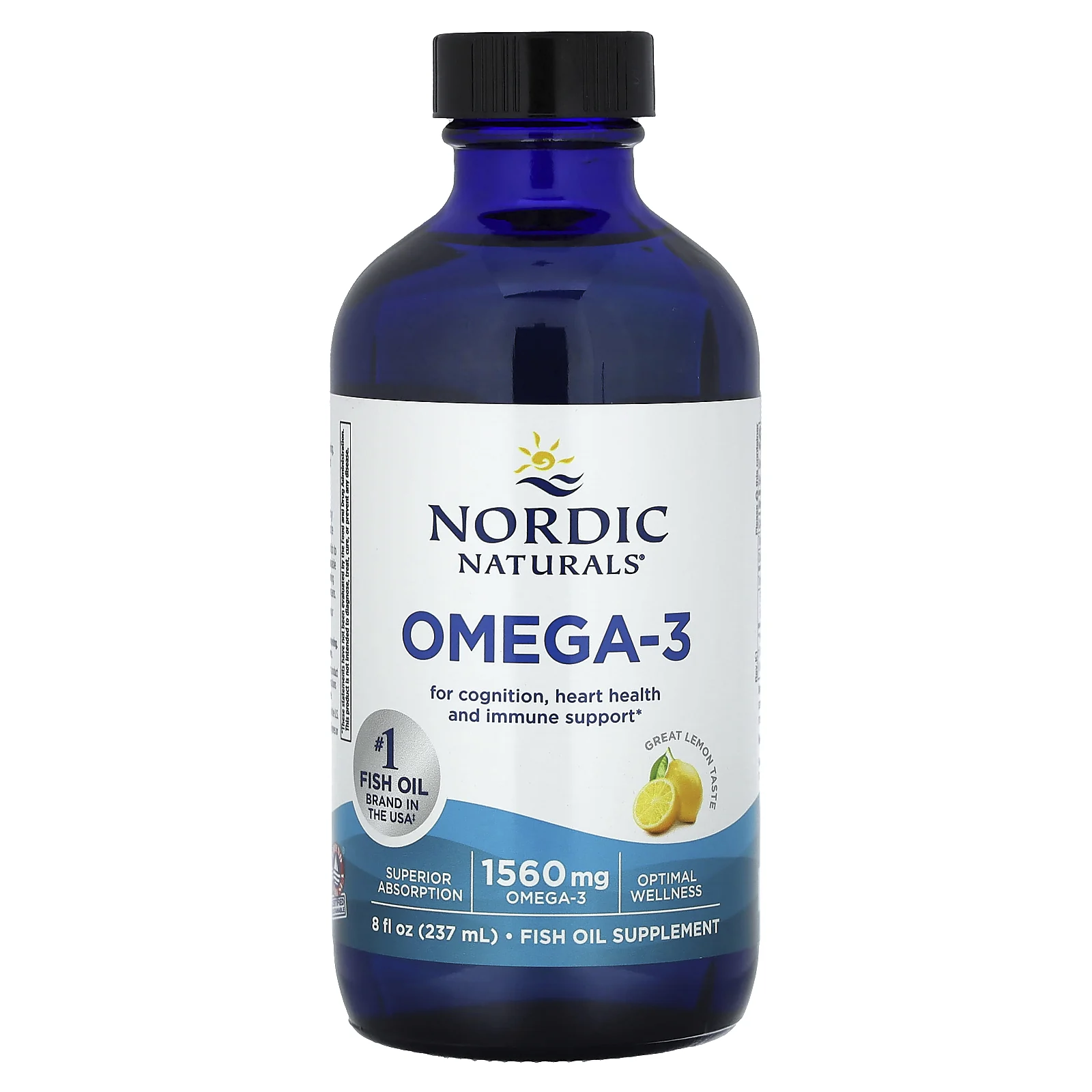 Nordic Naturals, омега-3, со вкусом лимона, 1560 мг, 237 мл (8 жидк. унций)