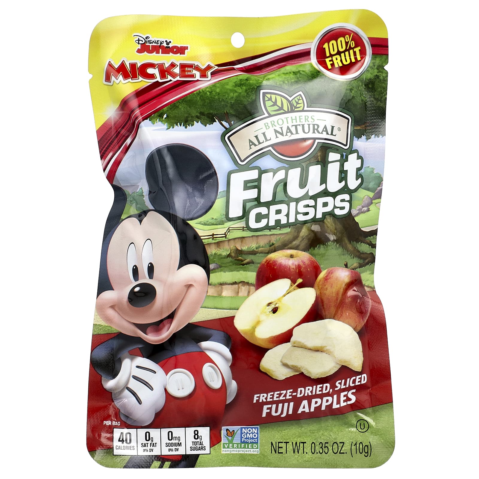 Brothers-All-Natural, фруктовые чипсы, яблоки Фуджи, Disney Junior, 12 пакетиков по 10 г (0,32 унции)