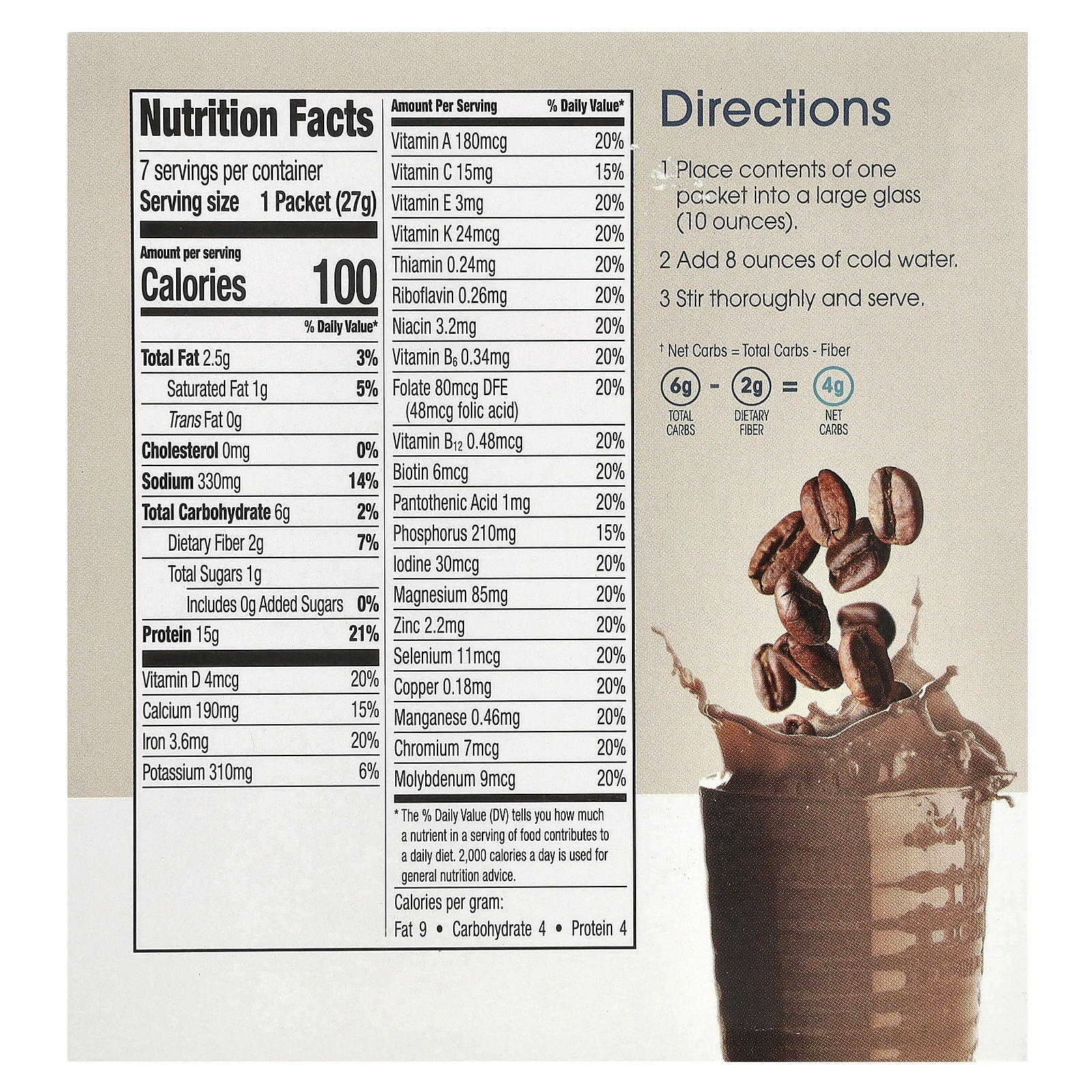 WonderSlim, коктейль из растительных протеинов, со вкусом мокко, 7 пакетиков по 27 г (0,95 унции)