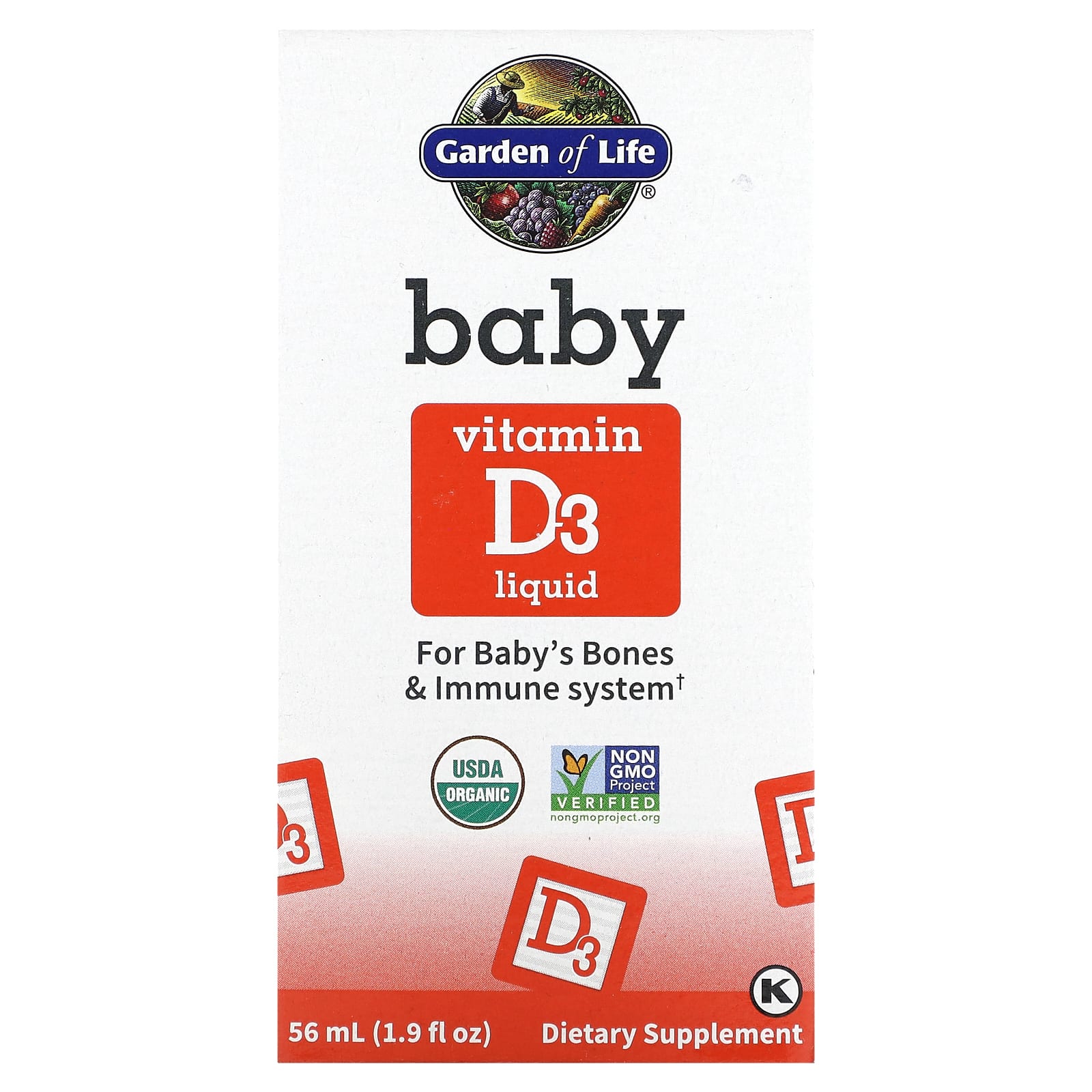 Garden of Life, жидкий витамин D3 для малышей, 56 мл (1,9 жидк. унции)