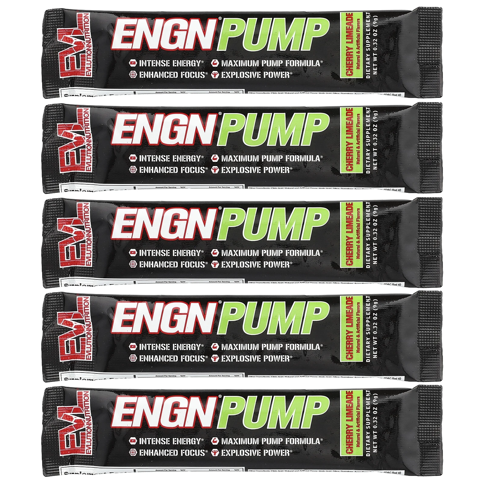 EVLution Nutrition, ENGN® Pump, вишневый лаймад, 5 пакетиков по 9 г (0,32 унции)