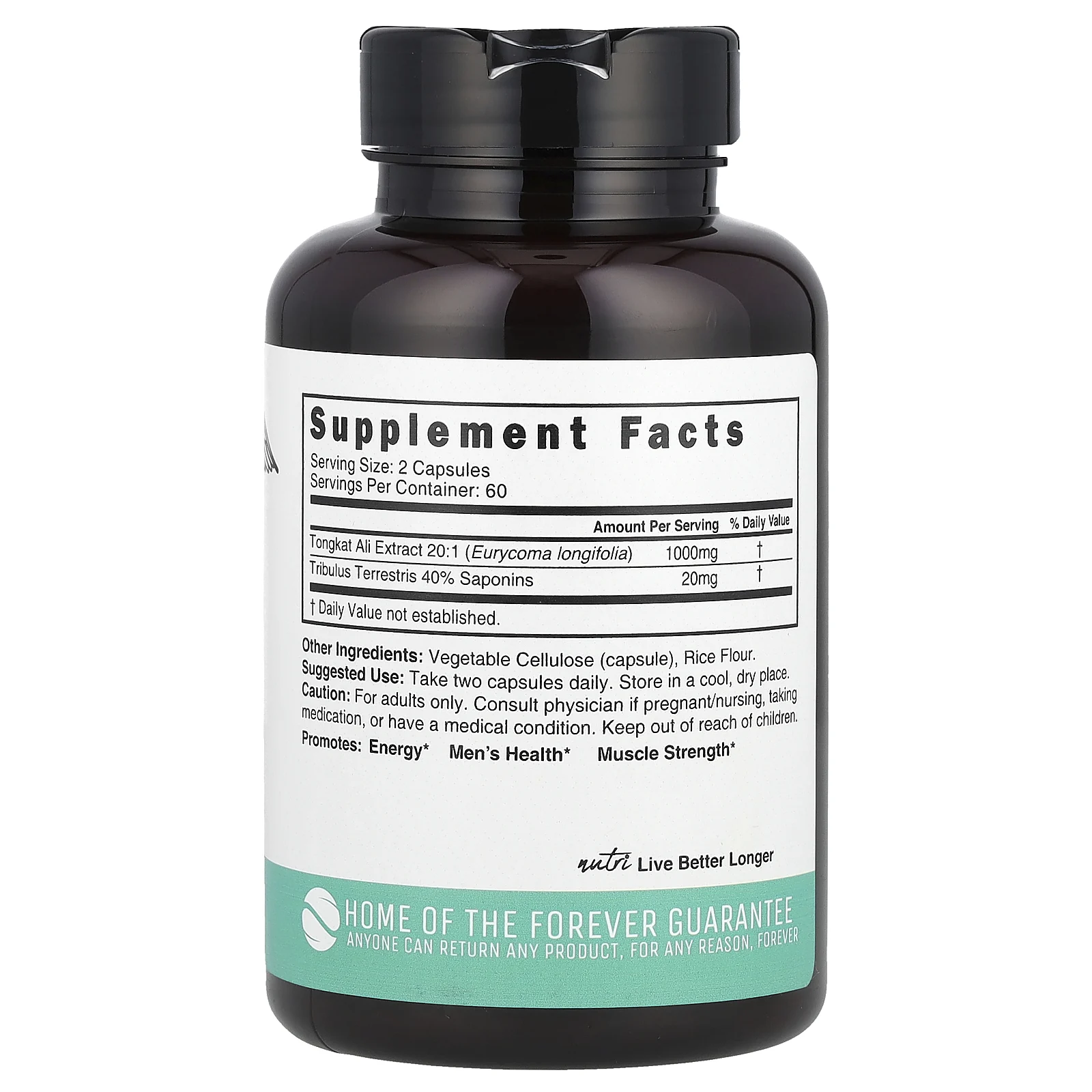 Nutri, Tongkat Ali, повышенная сила действия, 1020 мг, 120 веганских капсул (510 мг в каждой капсуле)