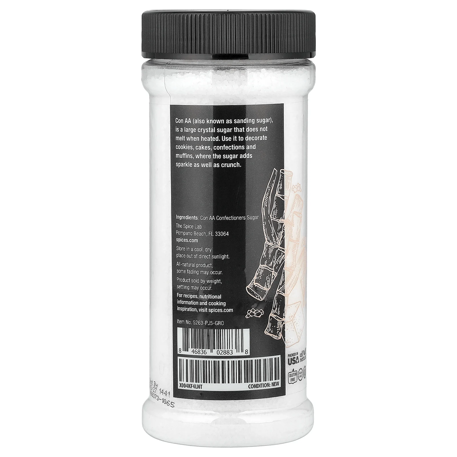 The Spice Lab, Сахар Sanding Con AA, 323 г (11,4 унции)