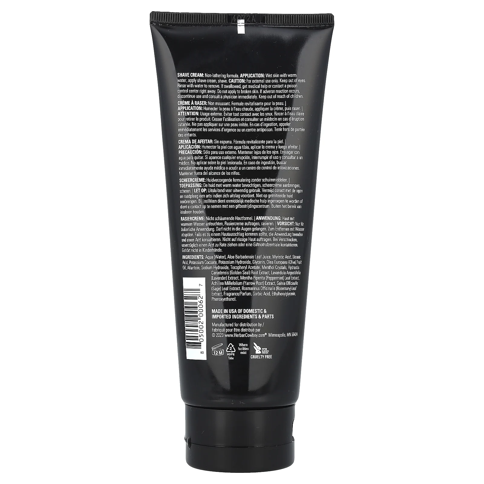 Herban Cowboy, Крем для бритья с алоэ, Сумерки, 6,7 жидк. унц. (200 мл)