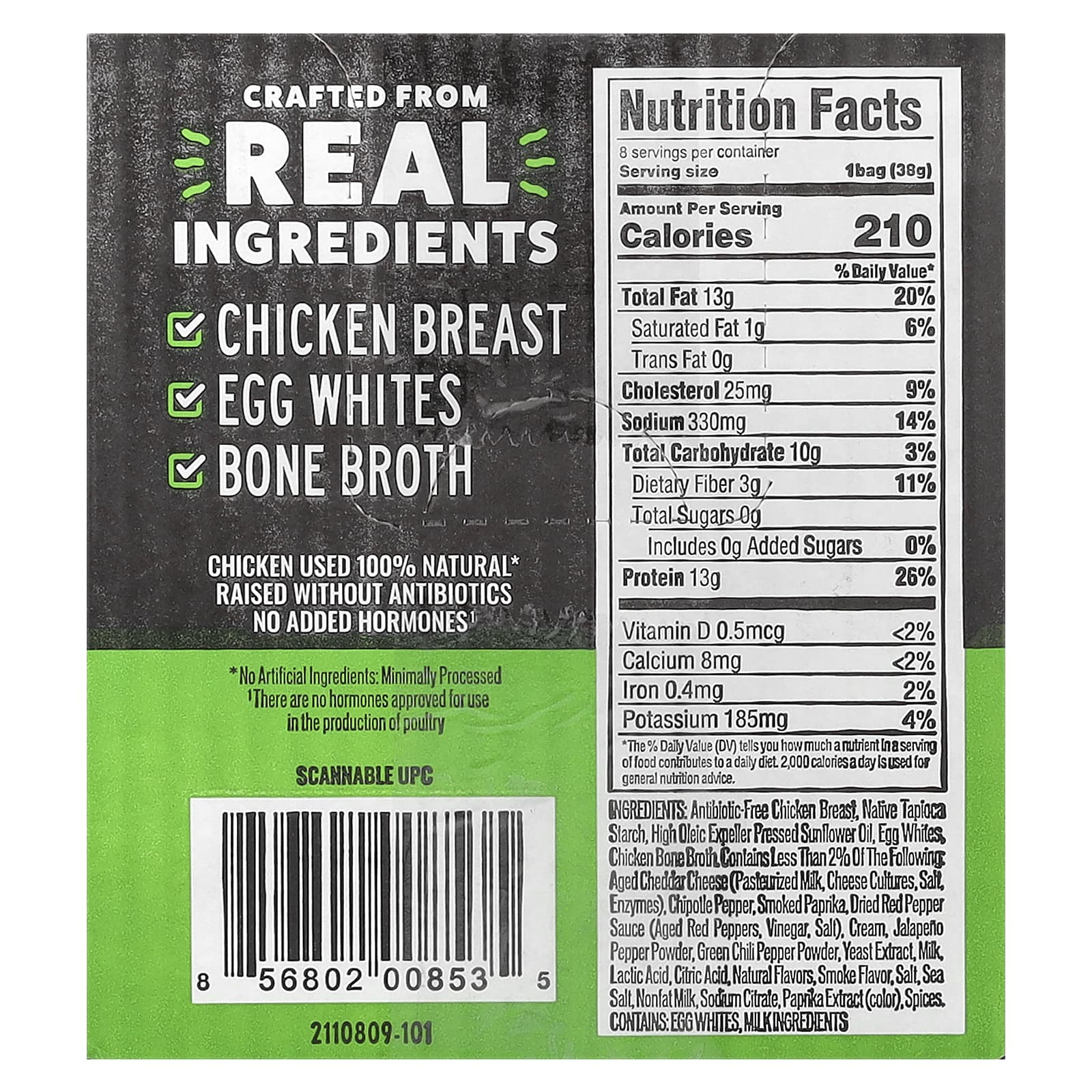 Wilde Brands, протеиновые чипсы, пряный сыр, 8 пакетиков по 38 г (1,34 унции)