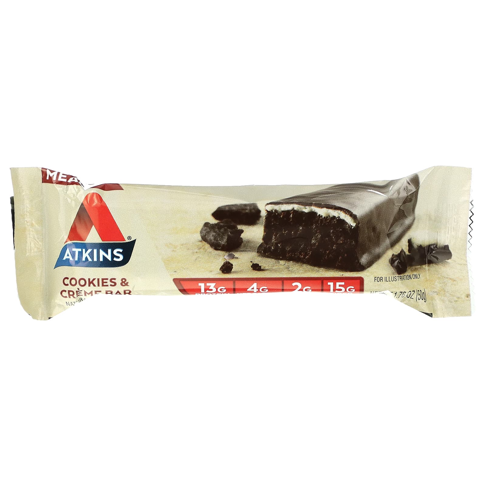 Atkins, протеиновый батончик для перекуса, печенье и сливки, 5 штук по 50 г (1,76 унции)