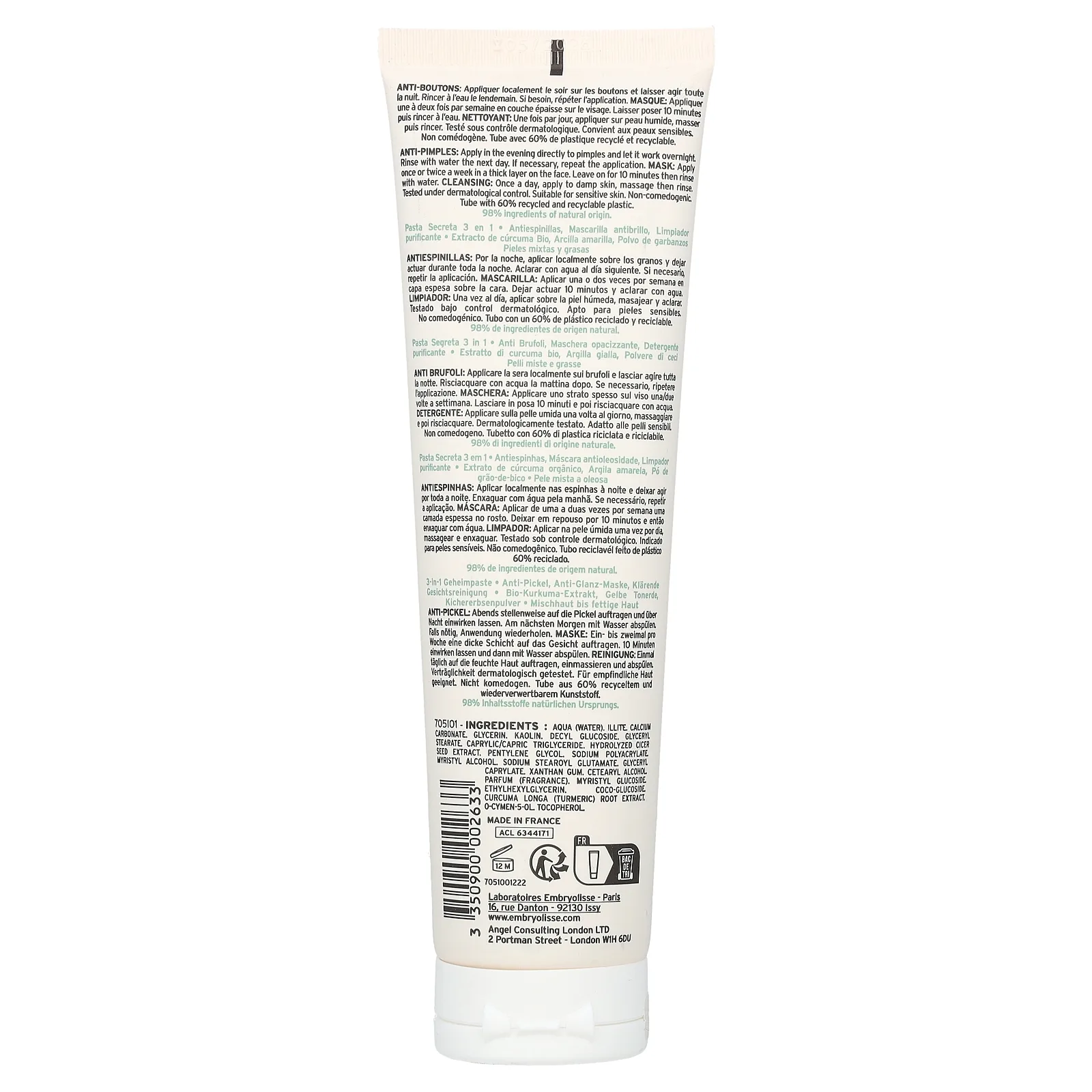 Embryolisse, 3 в 1 секретная паста, 100 мл (3,38 жидк. унции)