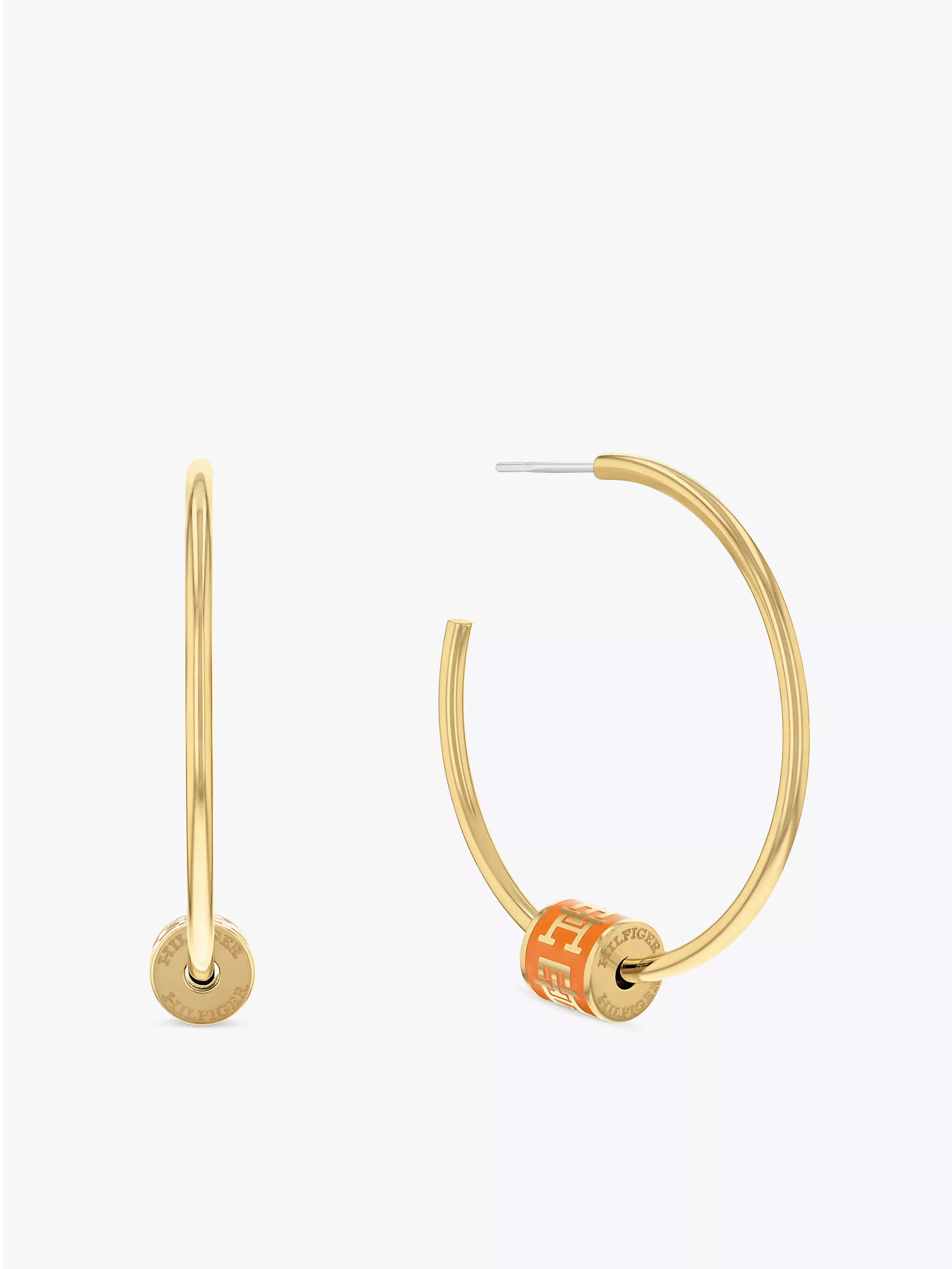 Женская серьга Tommy Hilfiger, Серьги-кольца в форме цилиндра с логотипом TH