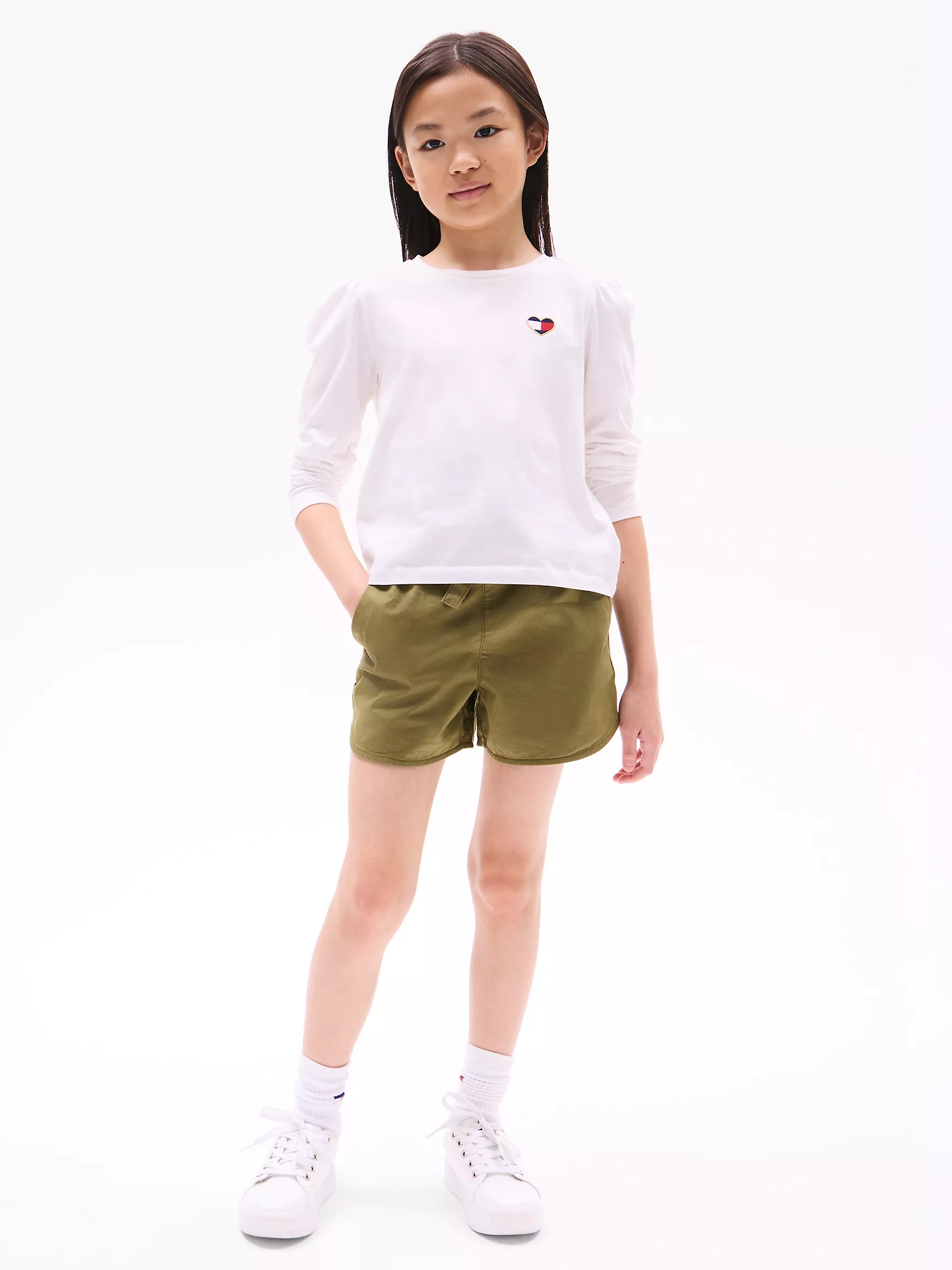 Футболка для девочек Tommy Hilfiger, Детская футболка с объемными плечами