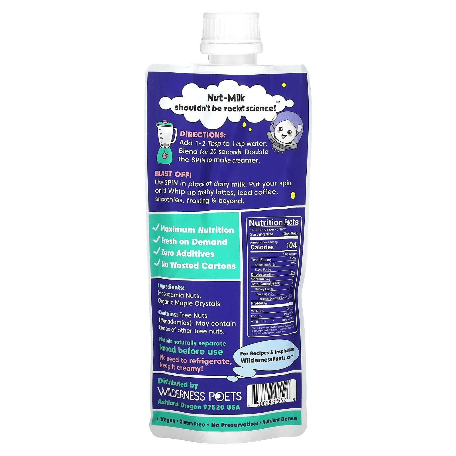 Wilderness Poets, Spin, концентрат молока из макадамии, 227 г (8 унций)