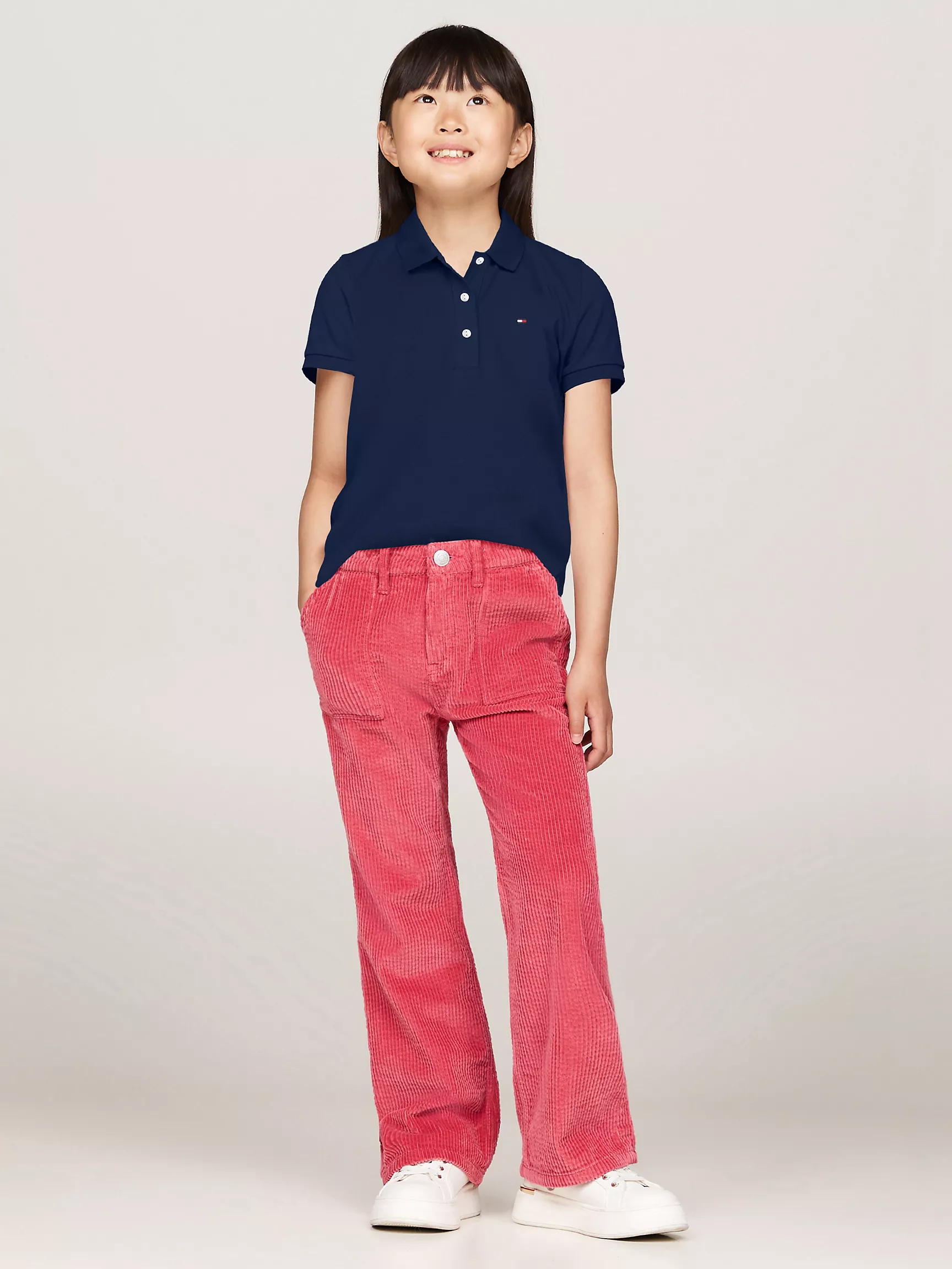Рубашка-поло для девочек Tommy Hilfiger, Детское эластичное однотонное поло