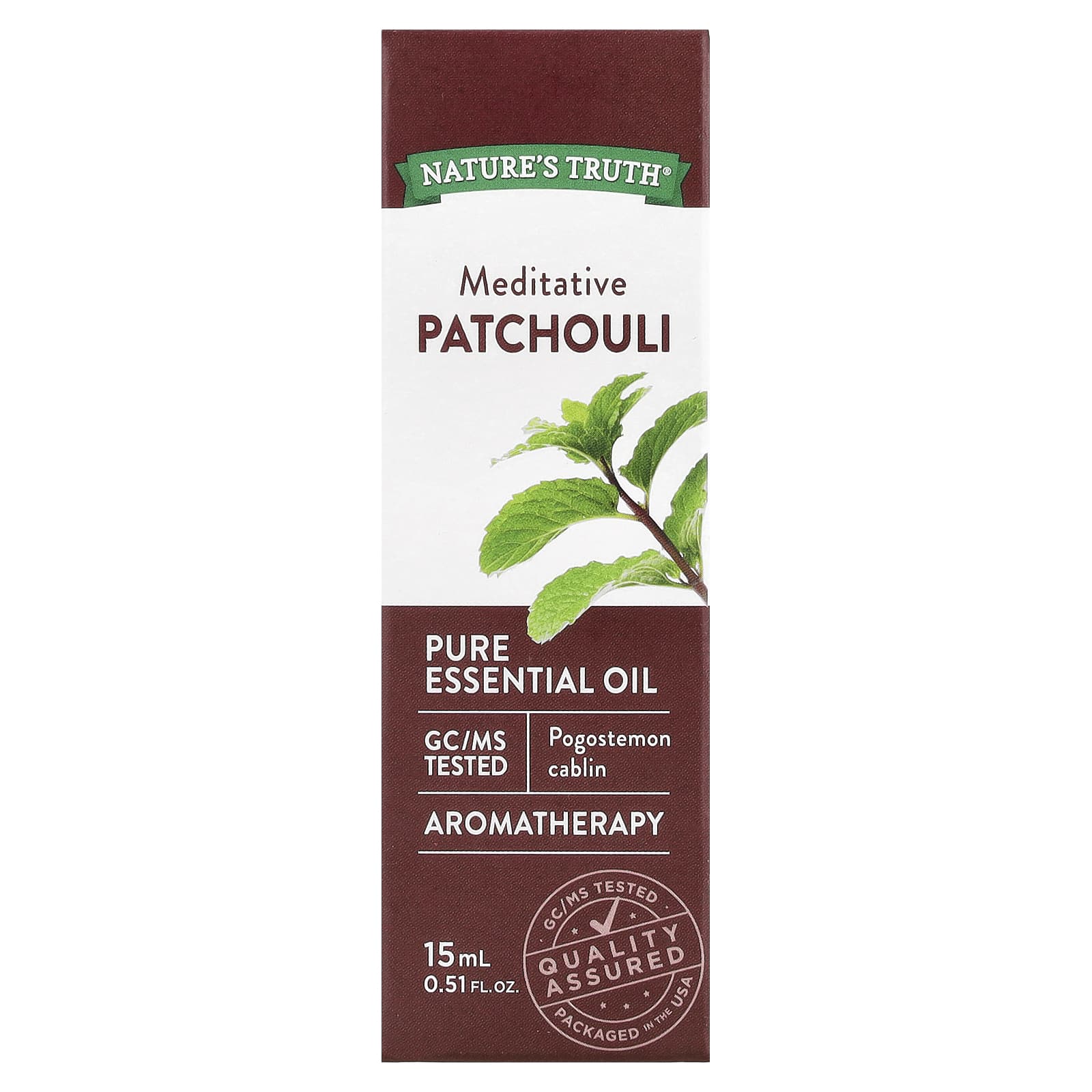Nature's Truth, Чистое эфирное масло, пачули для медитации, 15 мл (0,51 жидк. Унции)