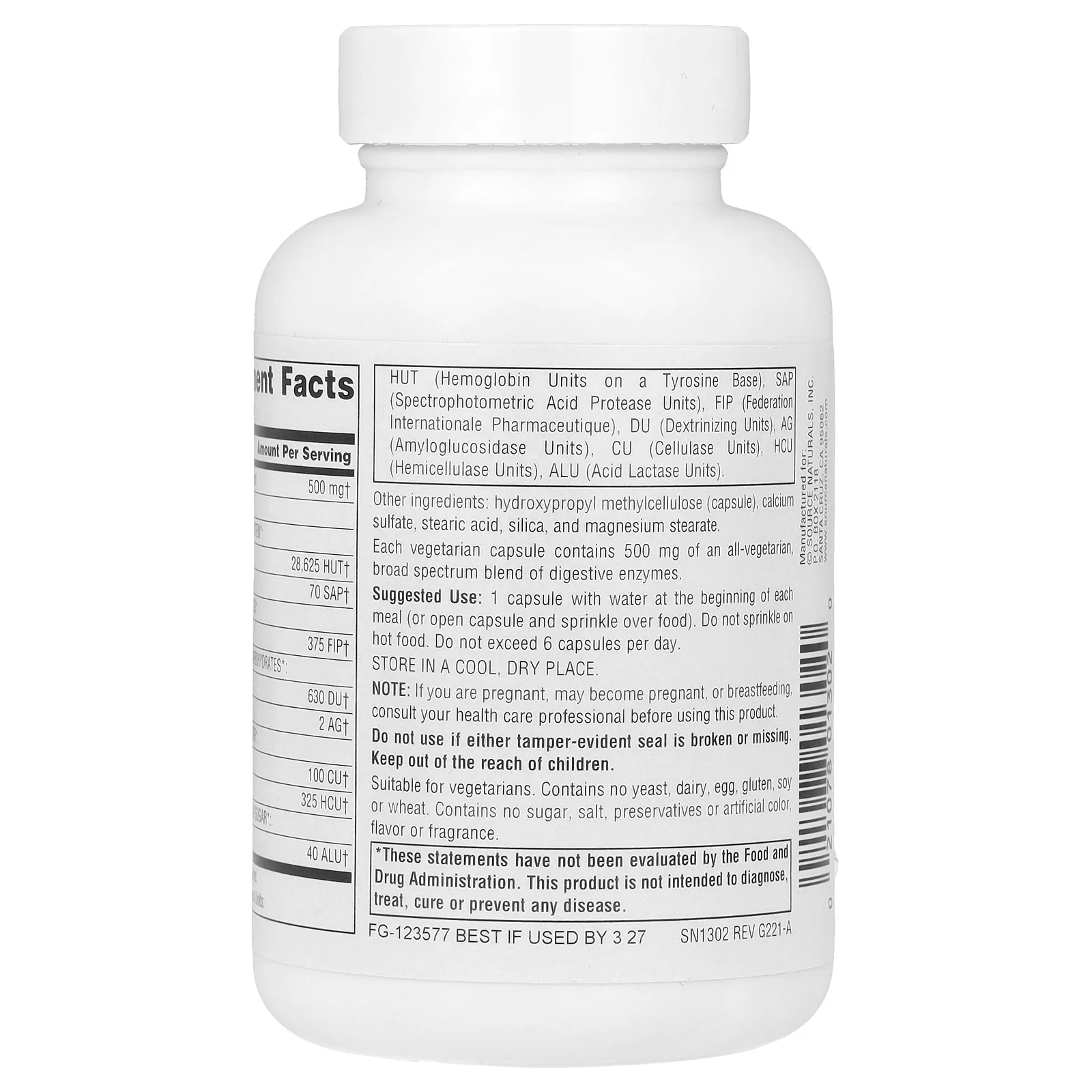 Source Naturals, Daily Essential Enzymes®, 500 мг, 120 капсул