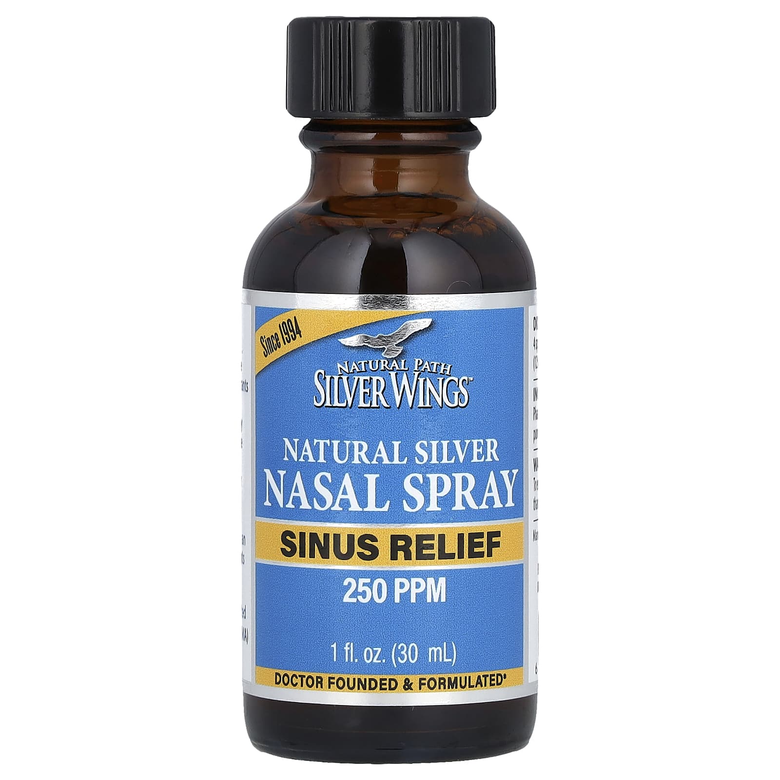 Natural Path Silver Wings, коллоидное серебро, вертикальный спрей, 250 част./млн, 30 мл (1 жидк. унция) (250 част./млн в 8 распылениях)