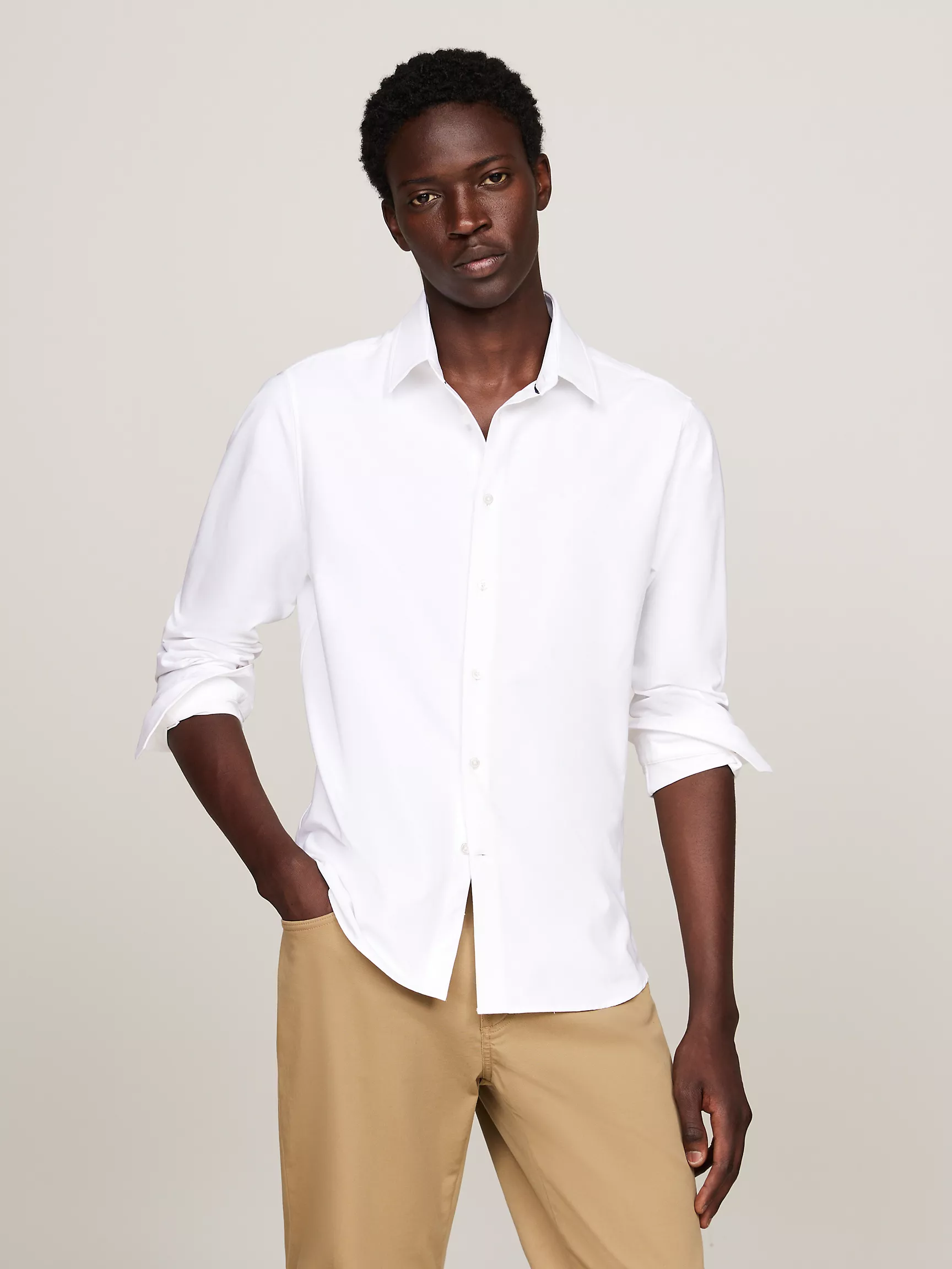 Мужская рубашка Tommy Hilfiger, Приталенная однотонная рубашка