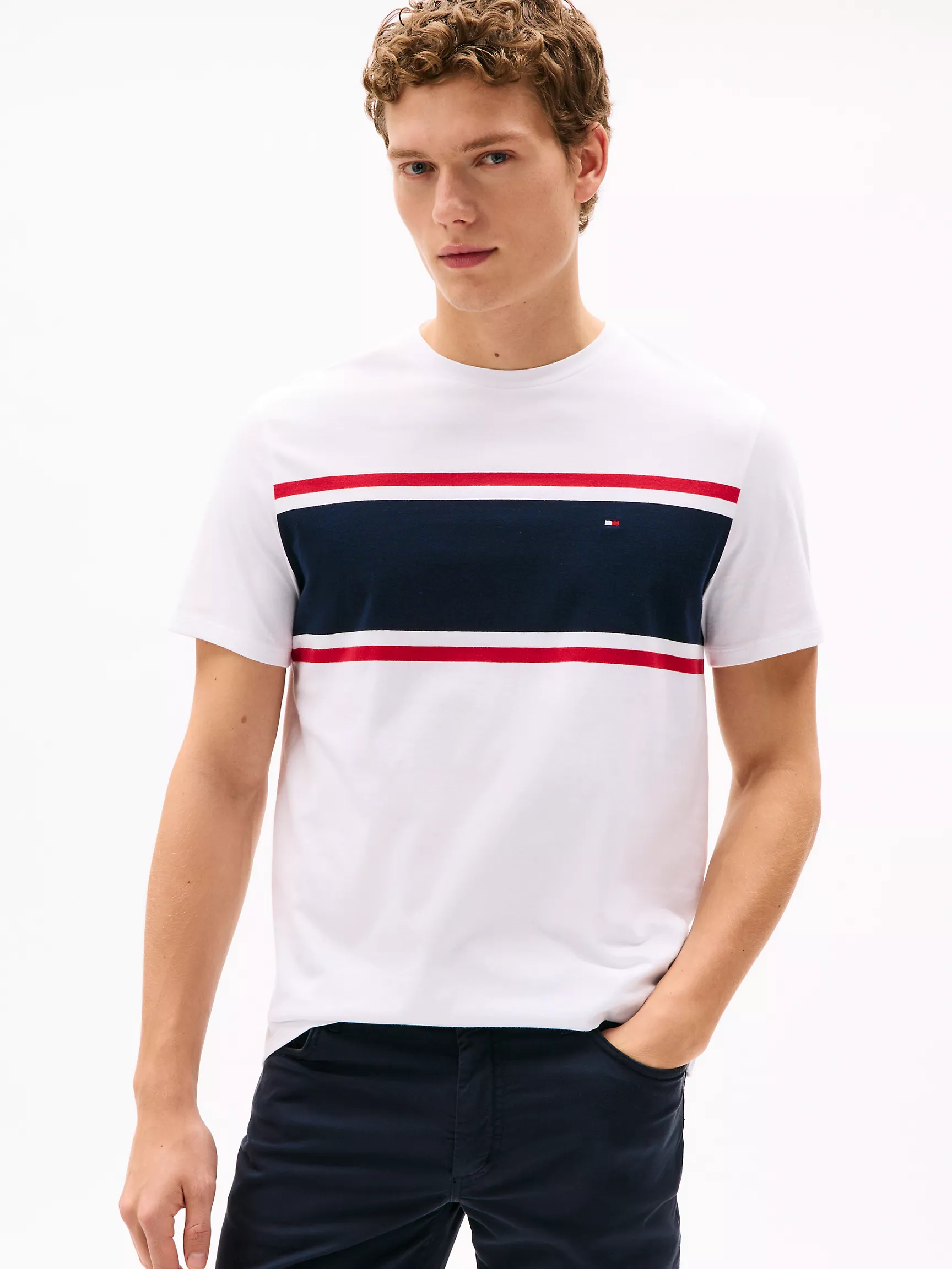 Мужская футболка Tommy Hilfiger, Футболка с полосатым блоковым узором