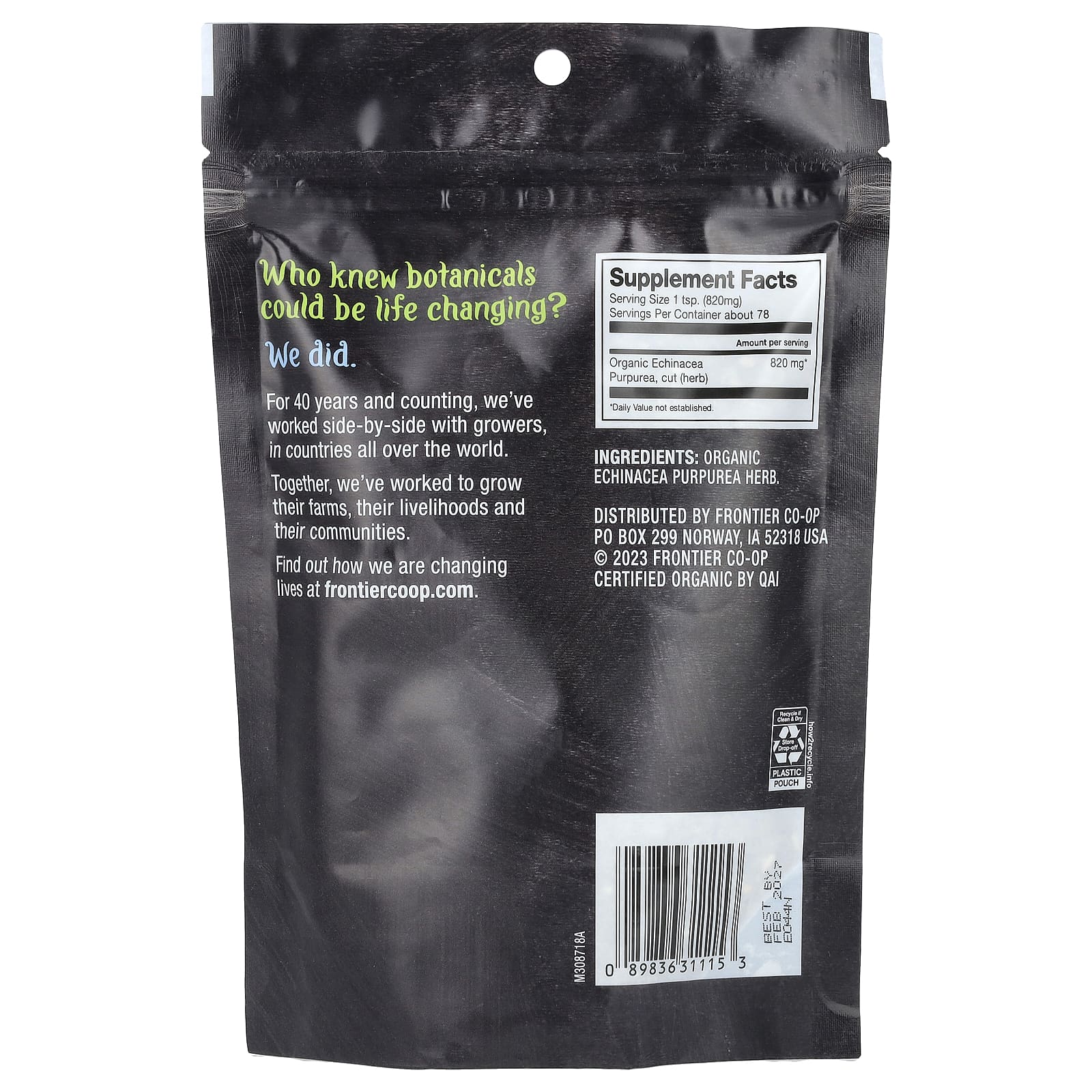 Frontier Co-op, Органическая эхинацея пурпурная, 64 г (2,26 унции)