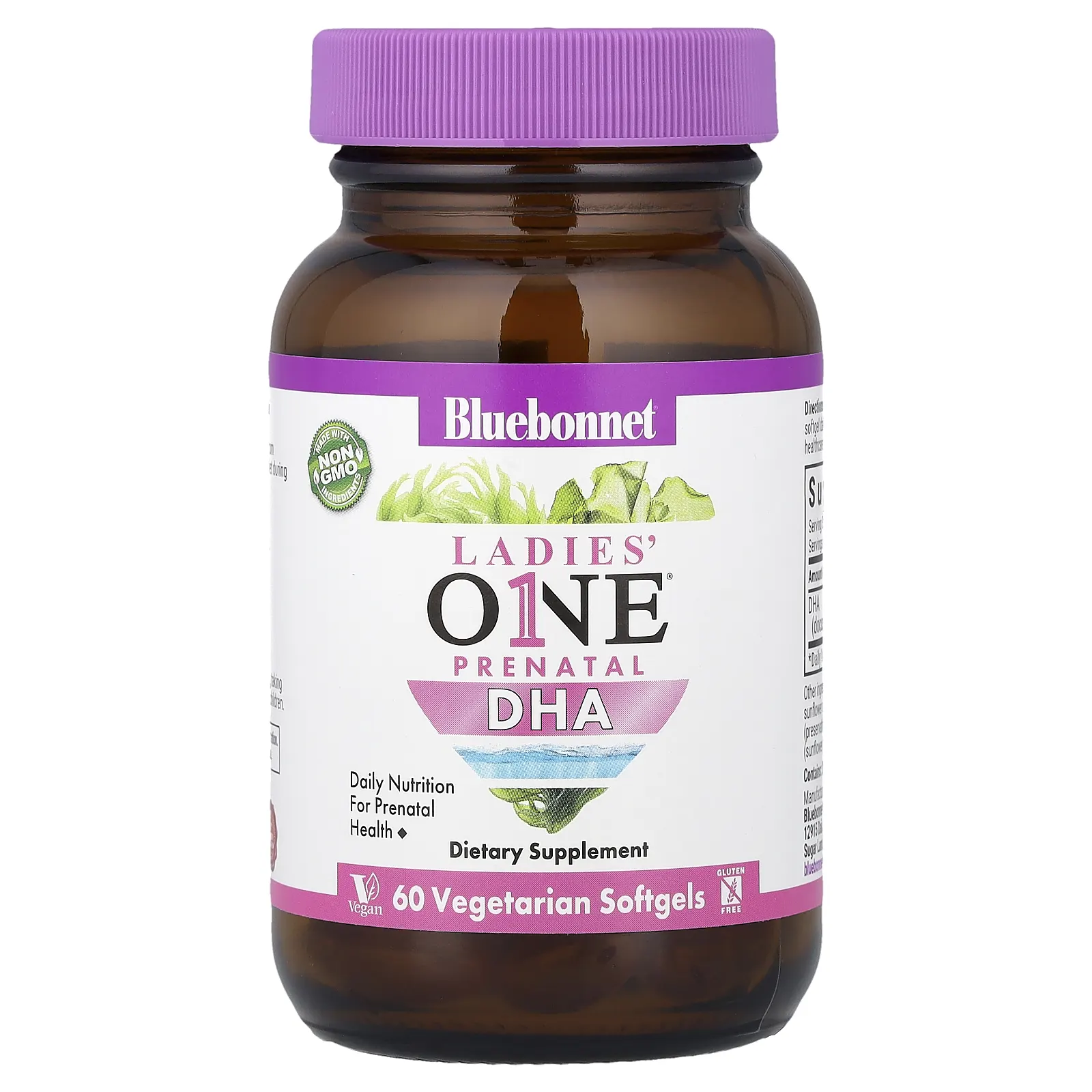 Bluebonnet Nutrition, Ladies' One® Prenatal с ДГК, 60 вегетарианских капсул (200 мг в 1 капсуле)