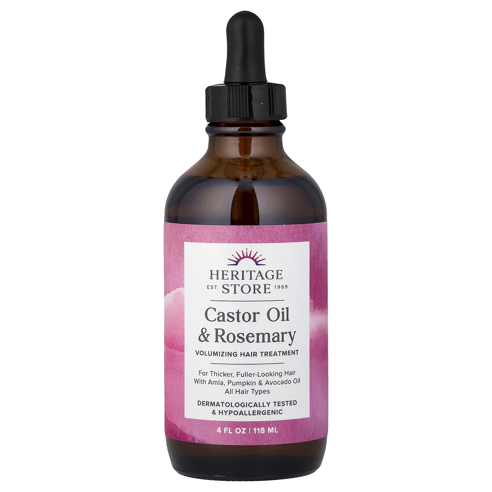 Heritage Store, касторовое масло и розмарин, средство для придания объема, для всех типов волос, 118 мл (4 жидк. унции)