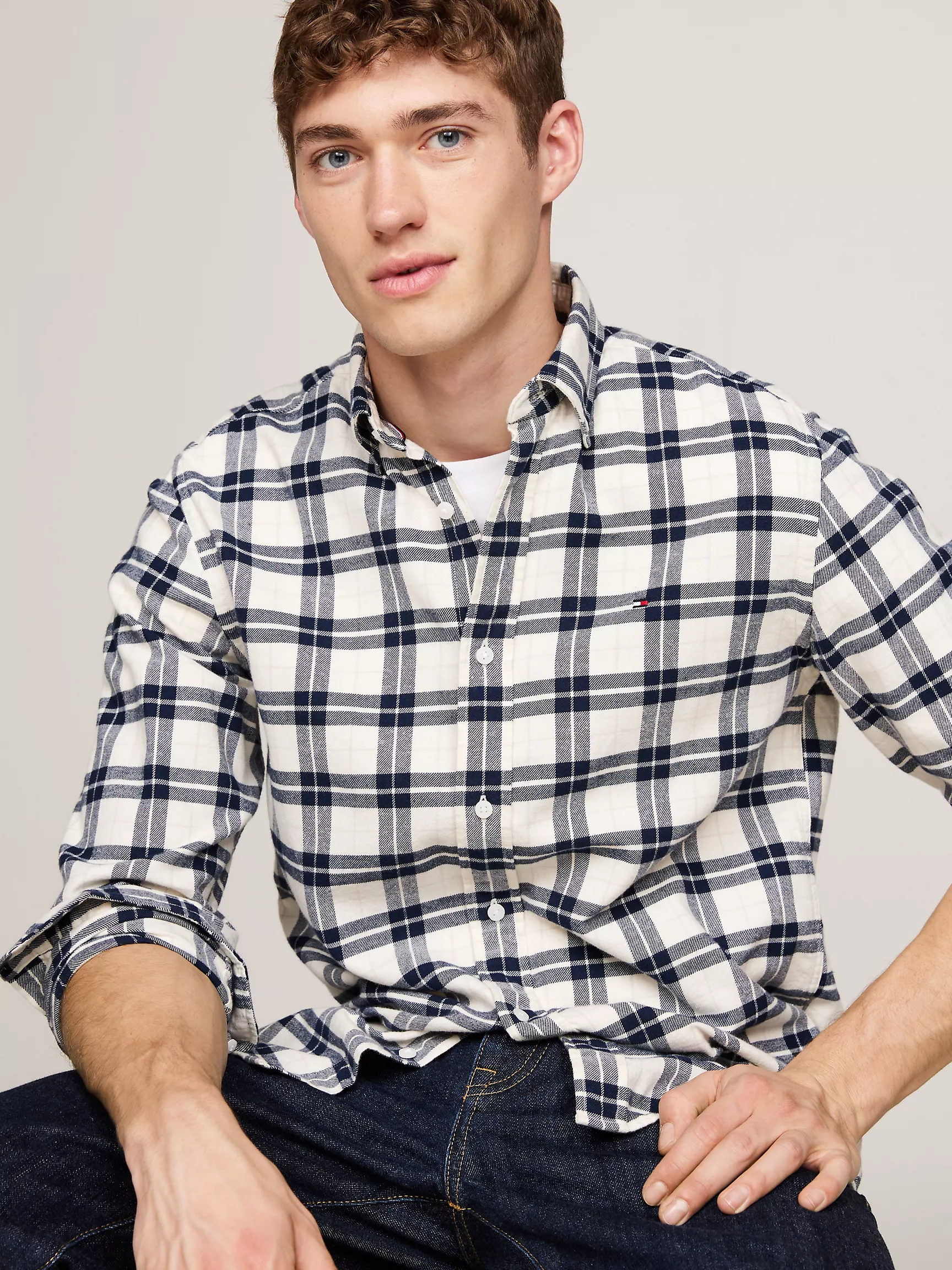 Мужская рубашка Tommy Hilfiger, Фланелевая рубашка в клетку с мягкой текстурой стандартного кроя